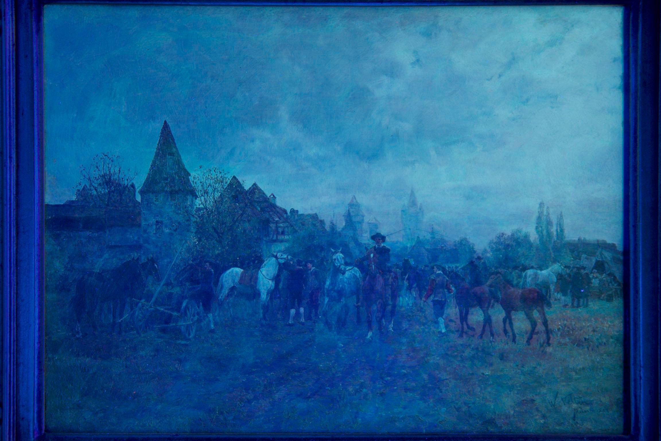 Wilhelm Velten 'Russian/German, 1847-1929' Antique Oil Painting “The Horse Fair
