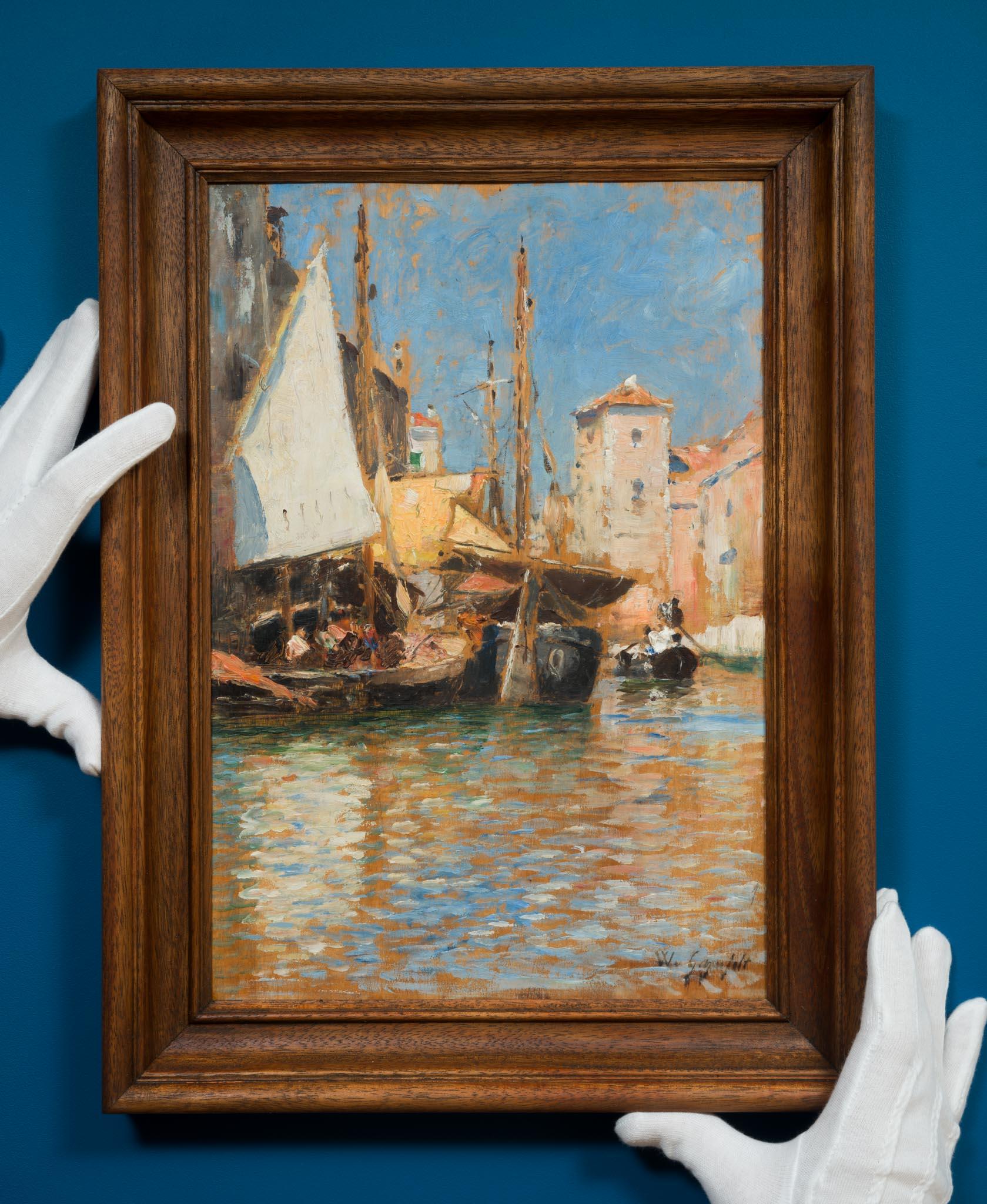 Scena impressionistica di Venezia di W. von Gegerfelt, 1880 ca. - Painting di Wilhelm von Gegerfelt 