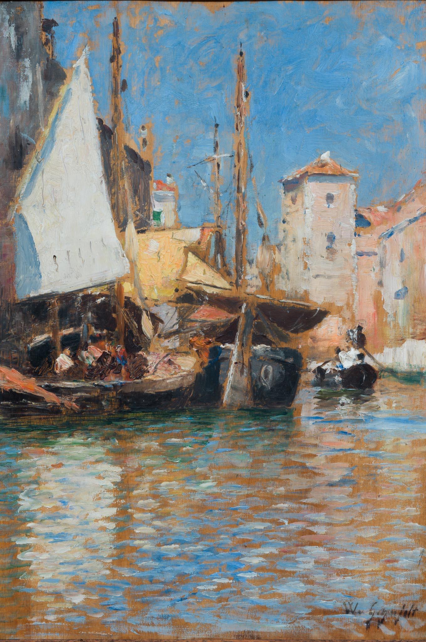 Scena impressionistica di Venezia di W. von Gegerfelt, 1880 ca. - Painting Impressionismo di Wilhelm von Gegerfelt 