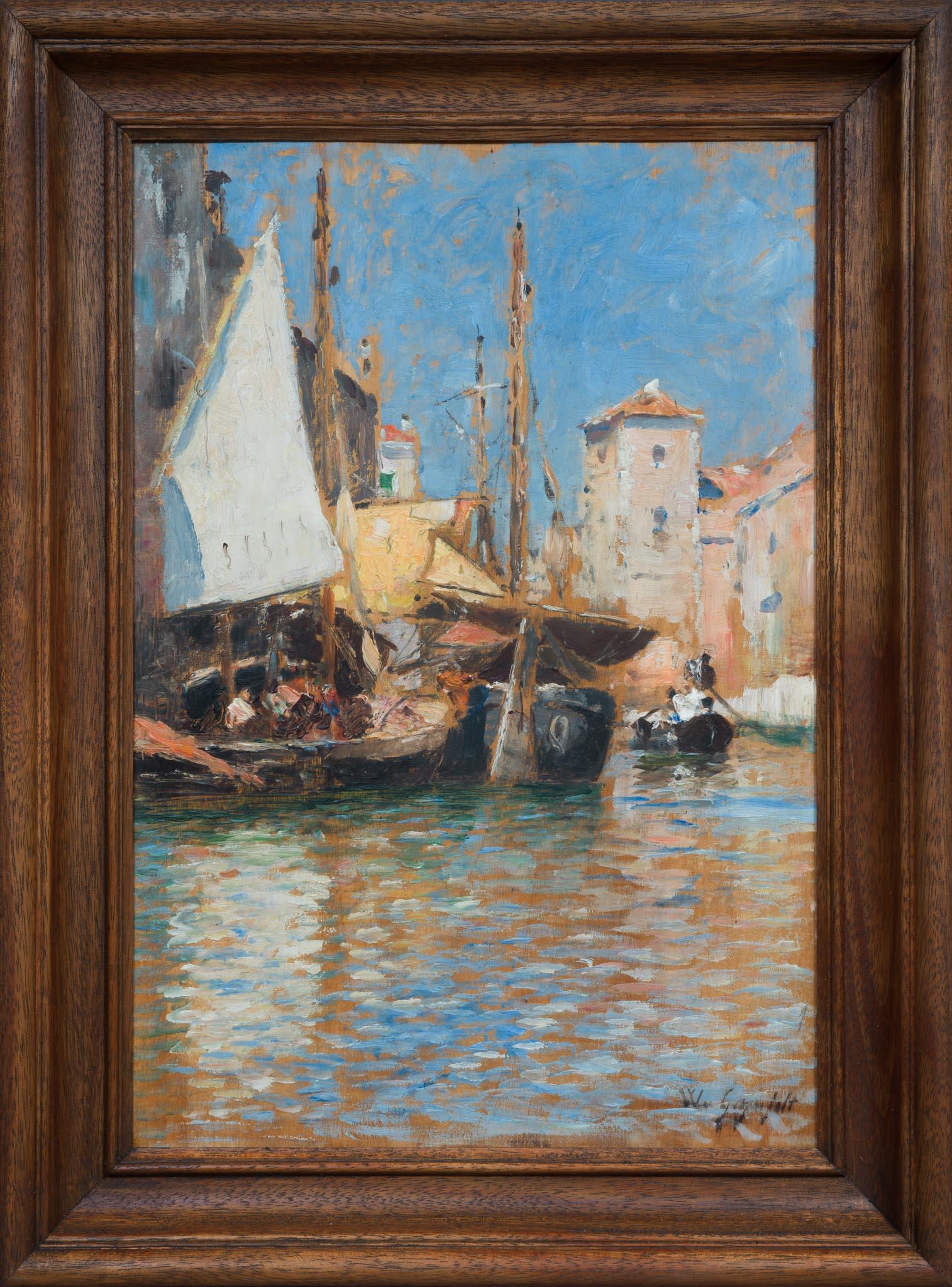 Landscape Painting di Wilhelm von Gegerfelt  - Scena impressionistica di Venezia di W. von Gegerfelt, 1880 ca.