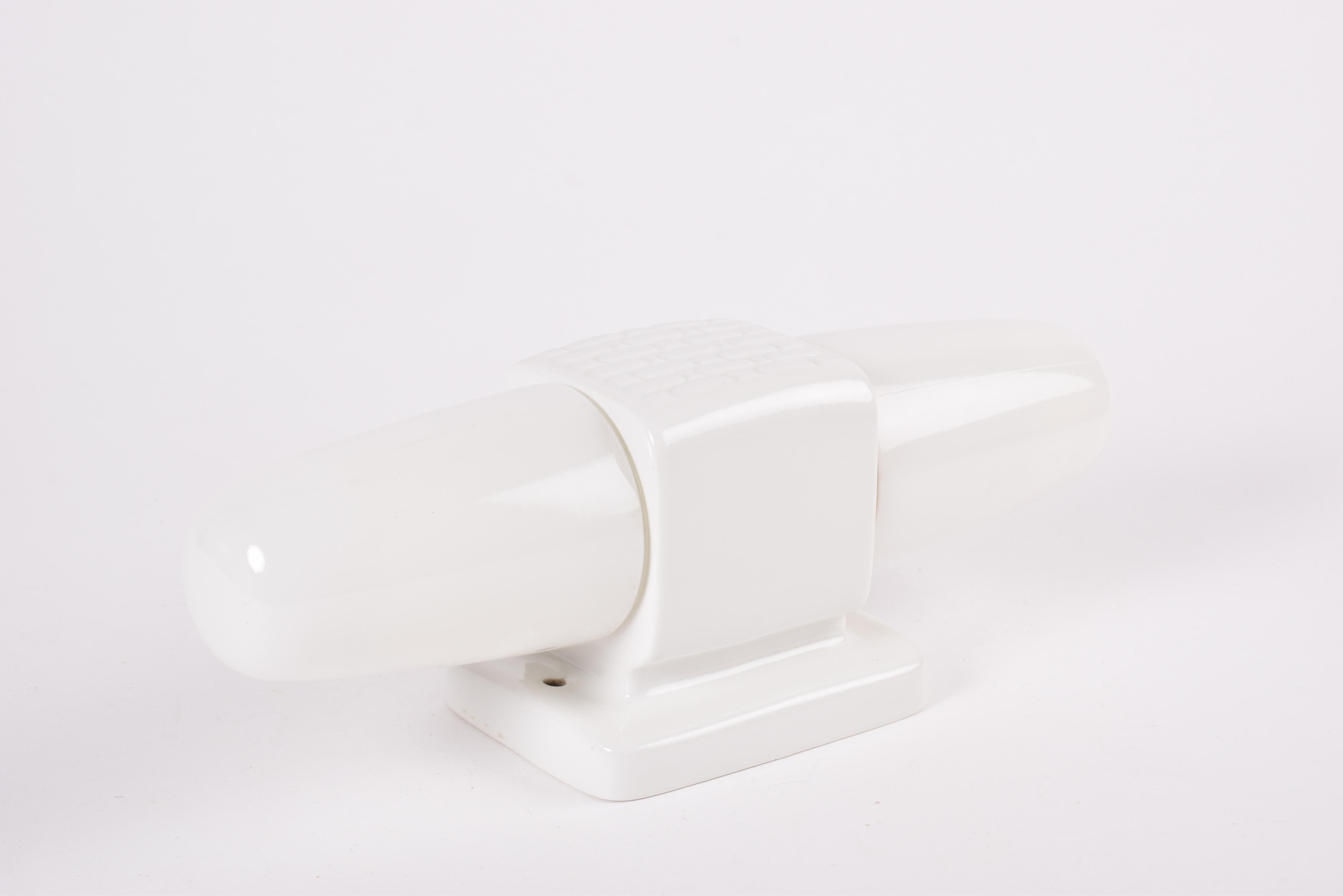 Mid-Century Modern Wilhelm Wagenfeld Bauhaus White Double Wall Lamp Sconce, Rare Square Decor 1950s For Sale