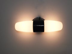 Wilhelm Wagenfeld Black Bauhaus Sconce Double Wall Light by Linder Germany, 1950
