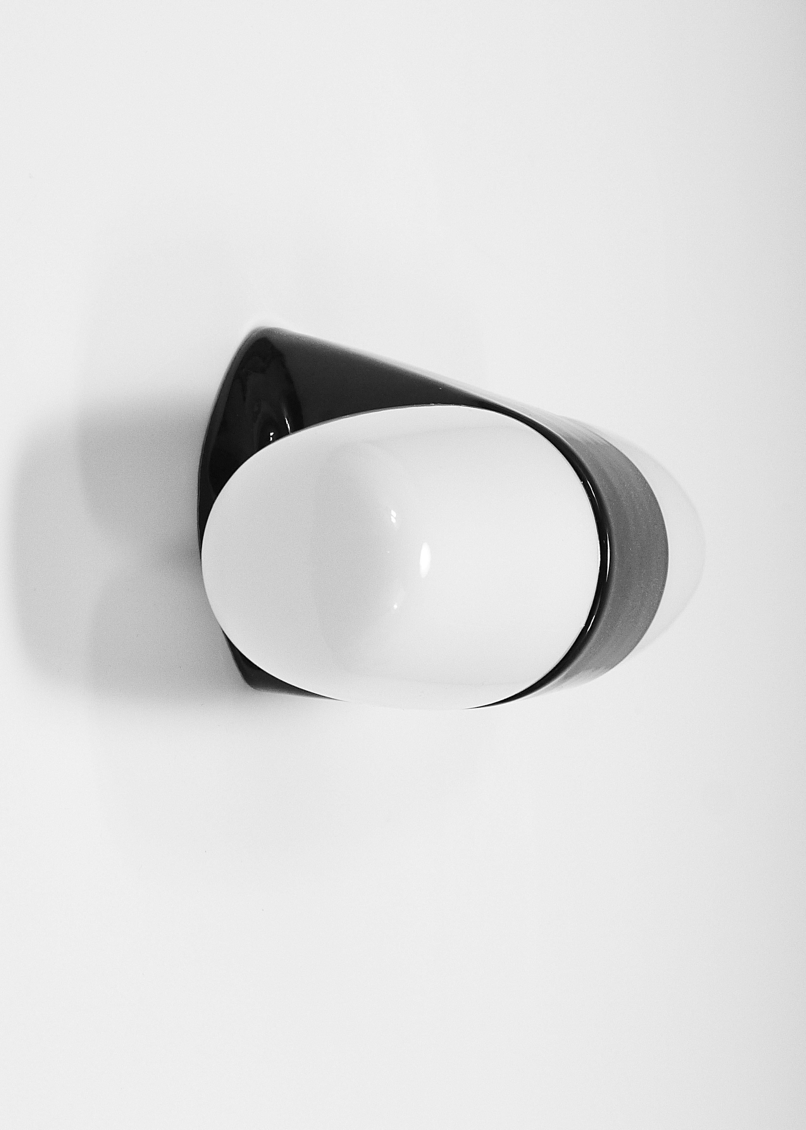 20th Century Wilhelm Wagenfeld Black Bauhaus Sconce Double Wall Light by Linder Germany, 1950 For Sale