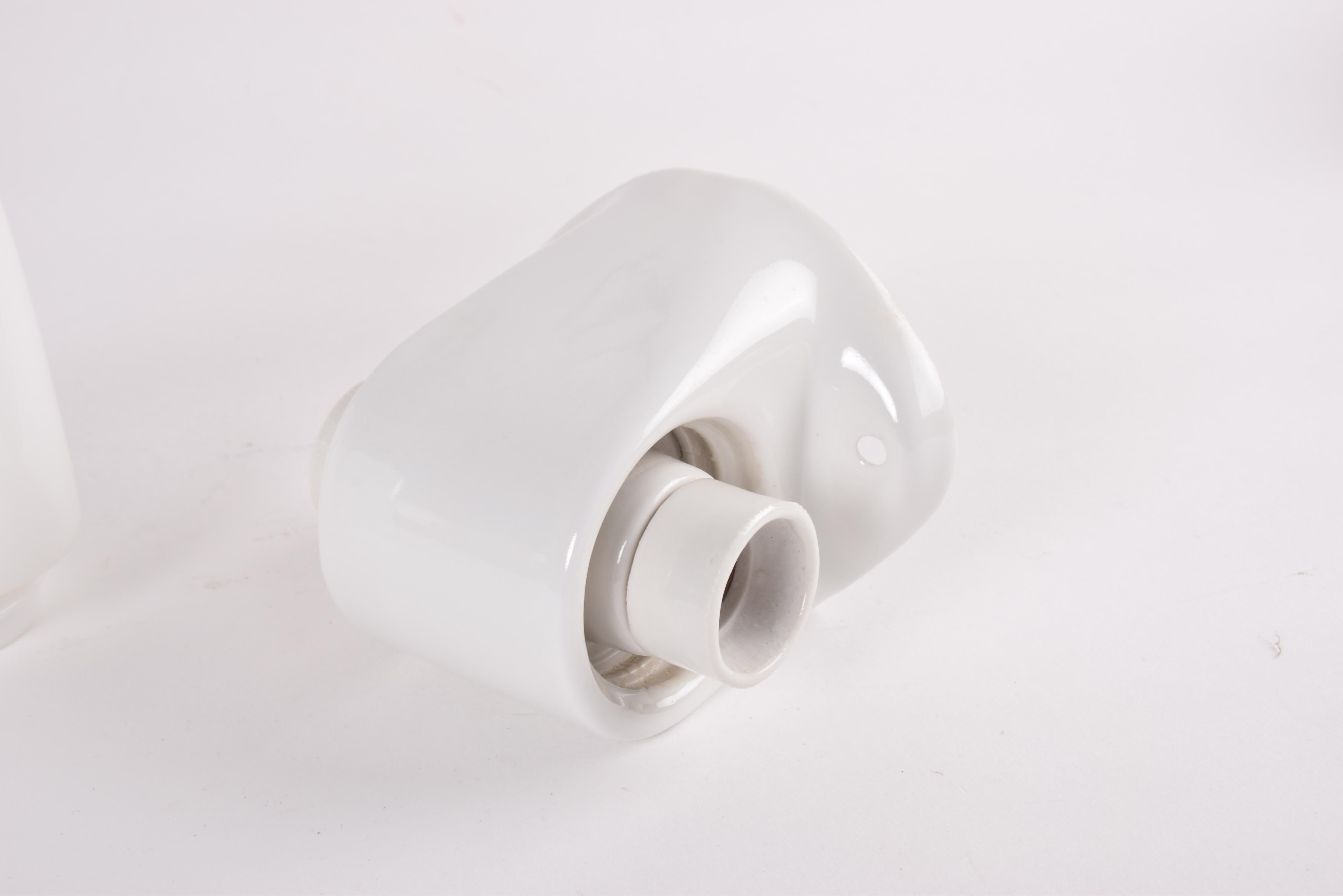 20th Century Wilhelm Wagenfeld Glass Wall Lamp Sconce White Modern Light, Lindner 1950s For Sale