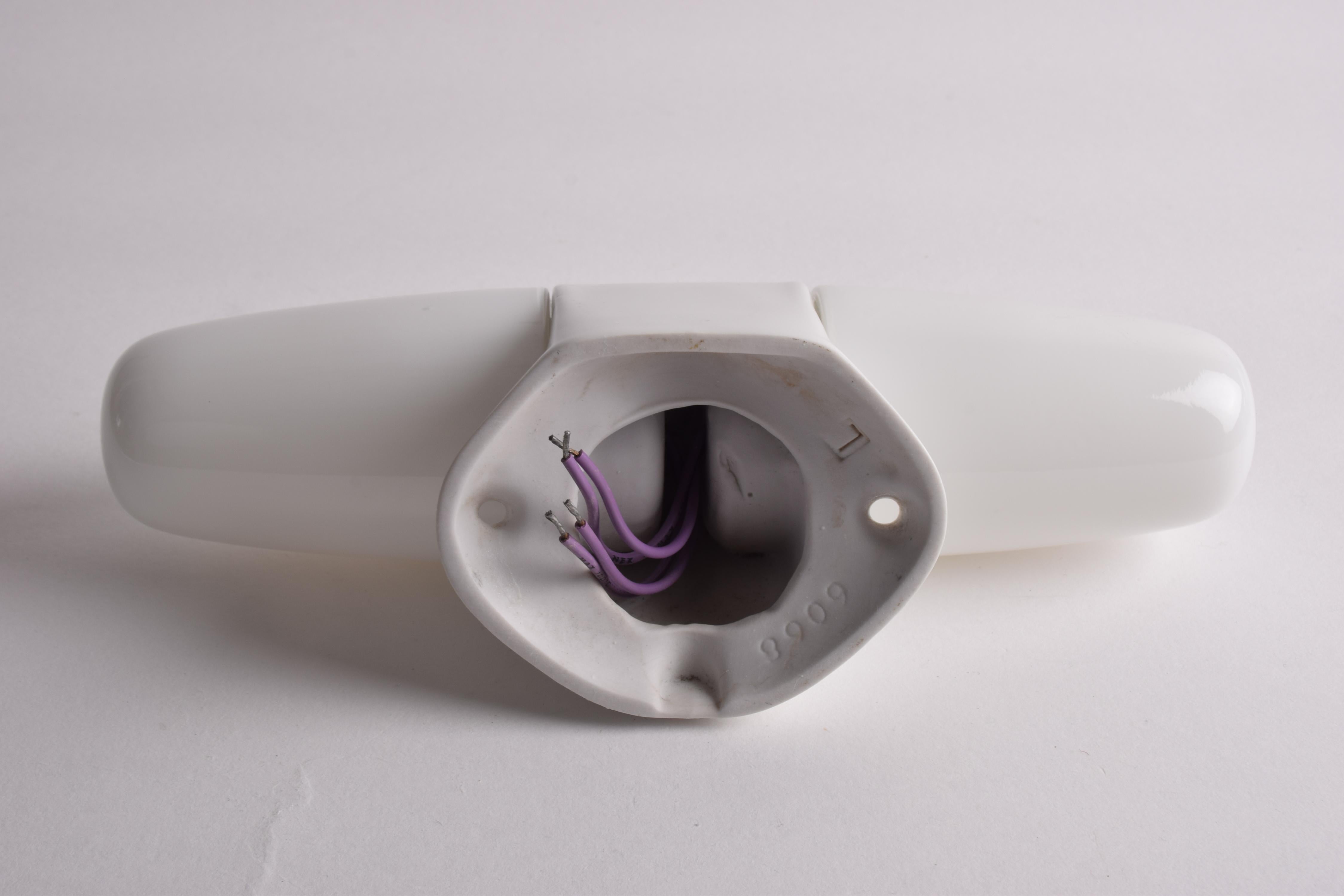 Ceramic Wilhelm Wagenfeld Glass Wall Lamp Sconce White Modern Light, Lindner 1950s For Sale