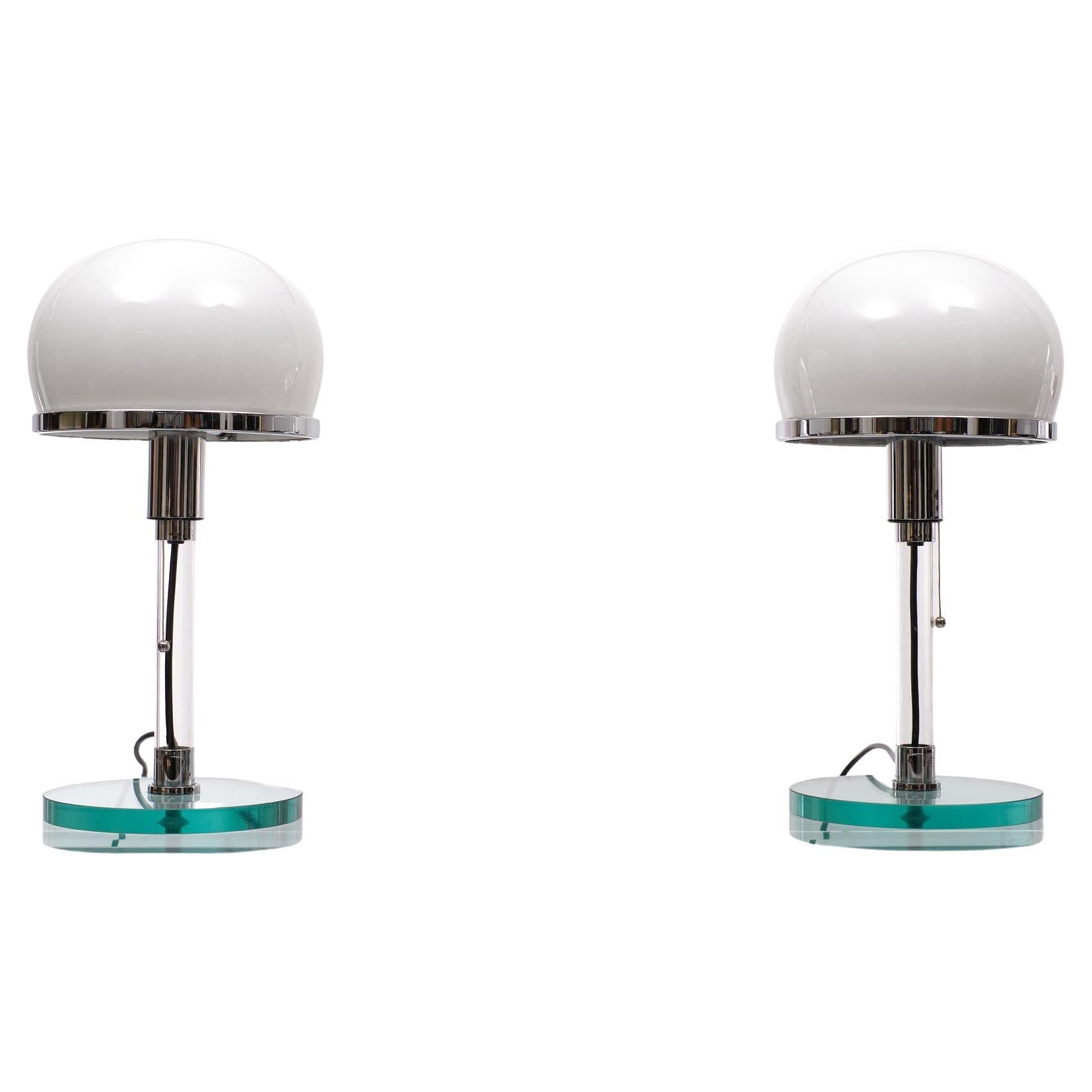 Chrome and Glass Bauhaus Table Lamp by Wilhelm Wagenfeld For Sale at