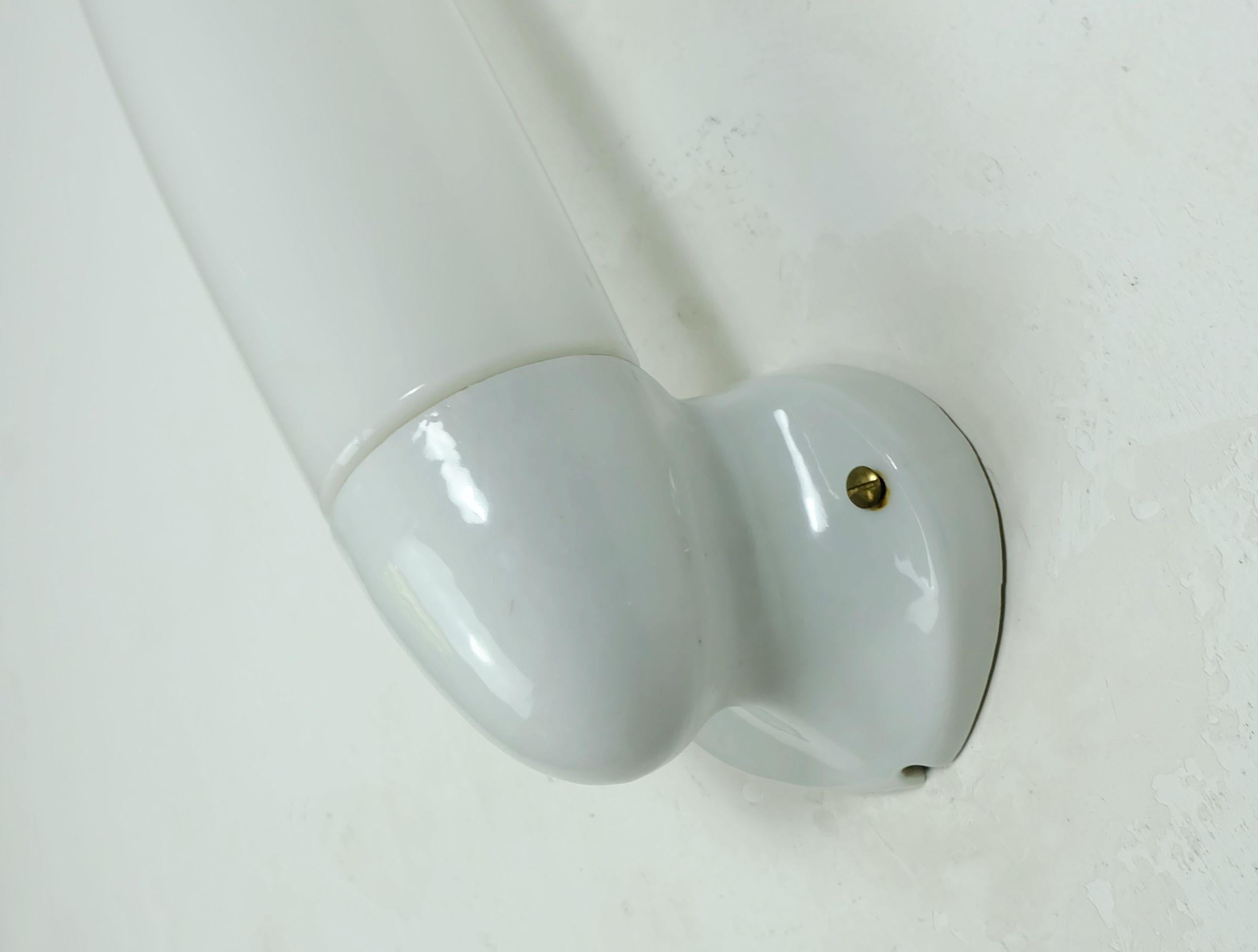 Porcelain wilhelm wagenfeld SCONCE ceramic and opaline glass 1955 bathroom lamp For Sale