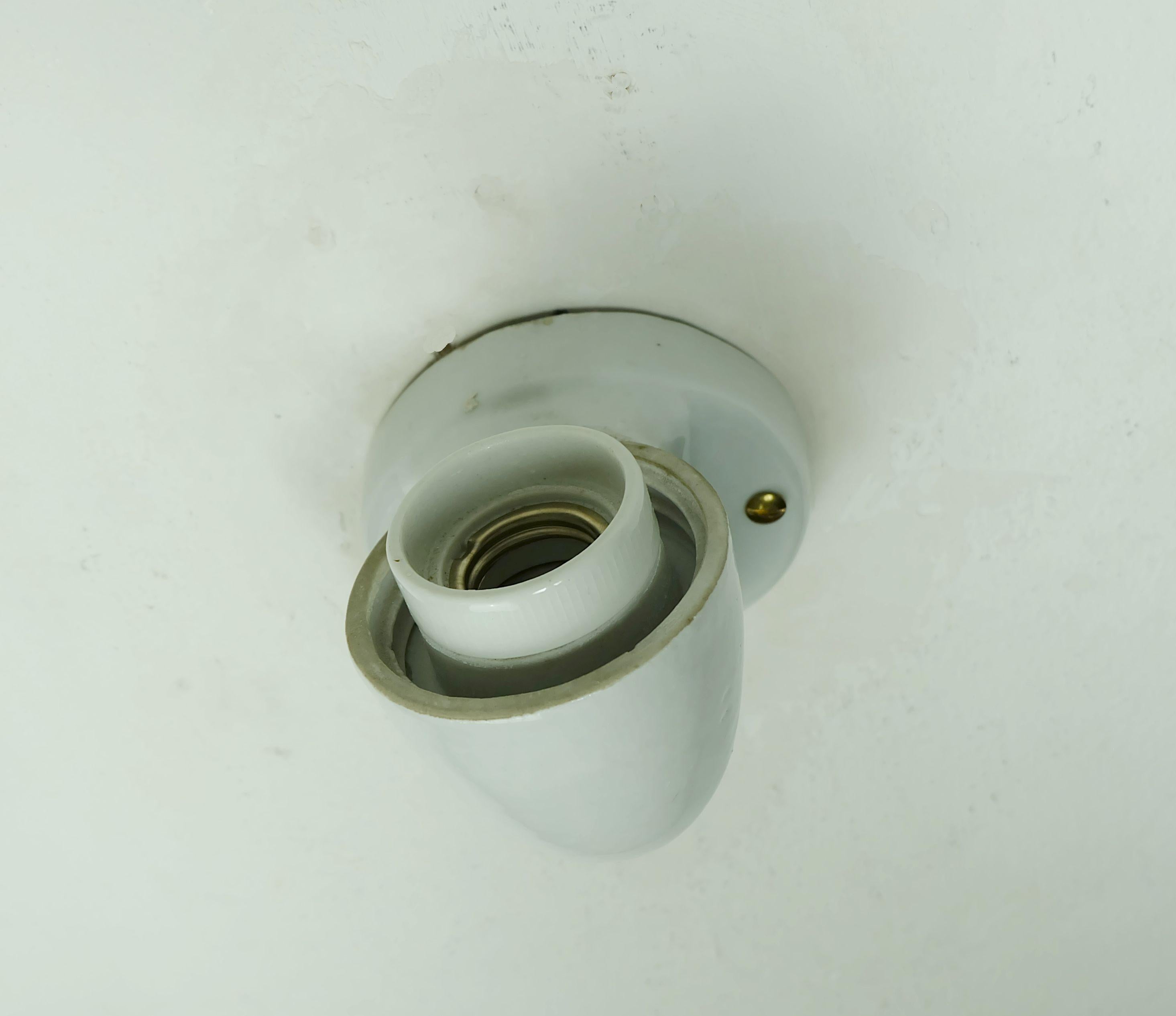 wilhelm wagenfeld SCONCE ceramic and opaline glass 1955 bathroom lamp For Sale 1