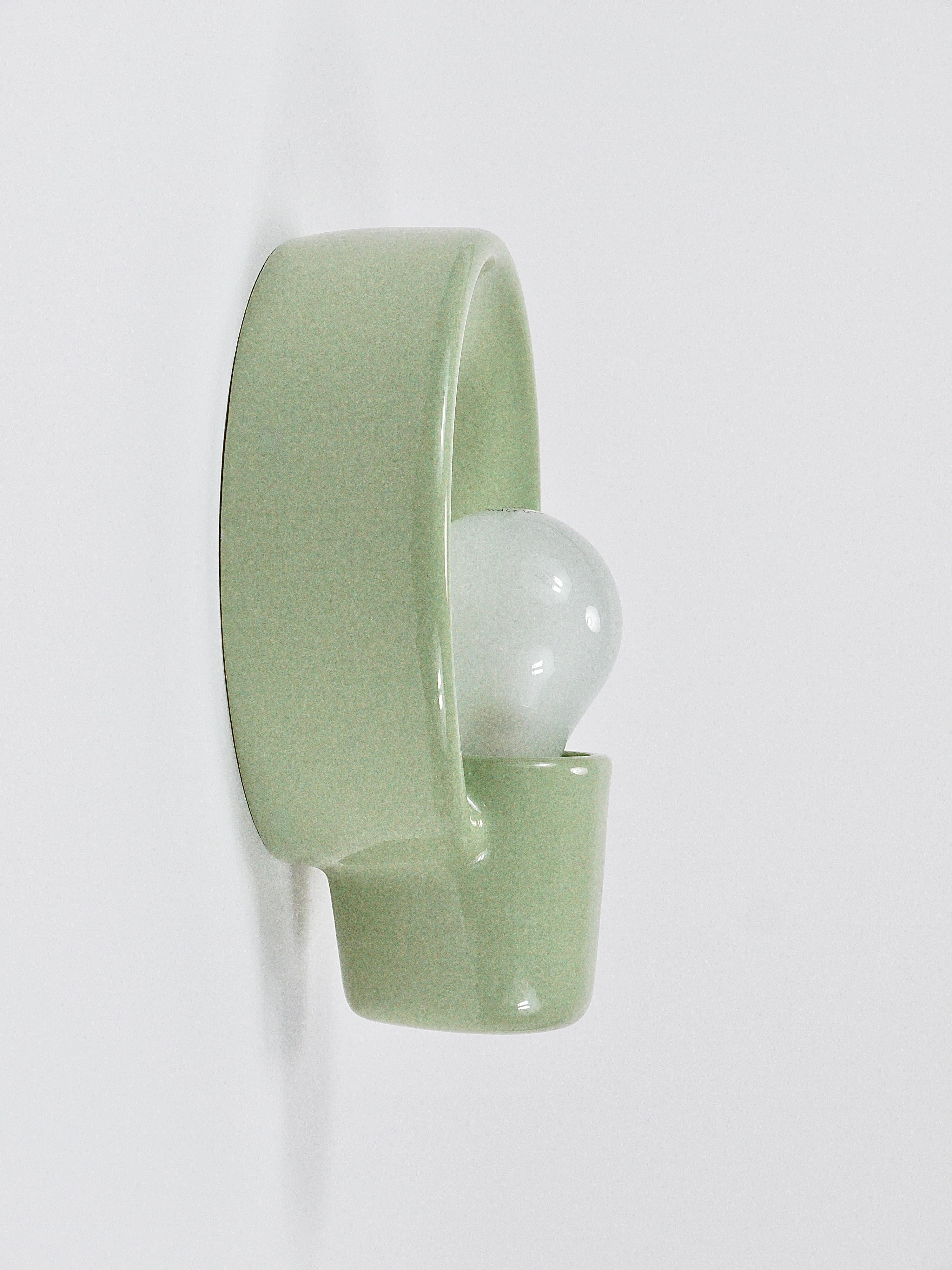 Porcelain Wilhelm Wagenfeld Three Round Bauhaus Sconces Wall lights, Linder Germany, 1950s