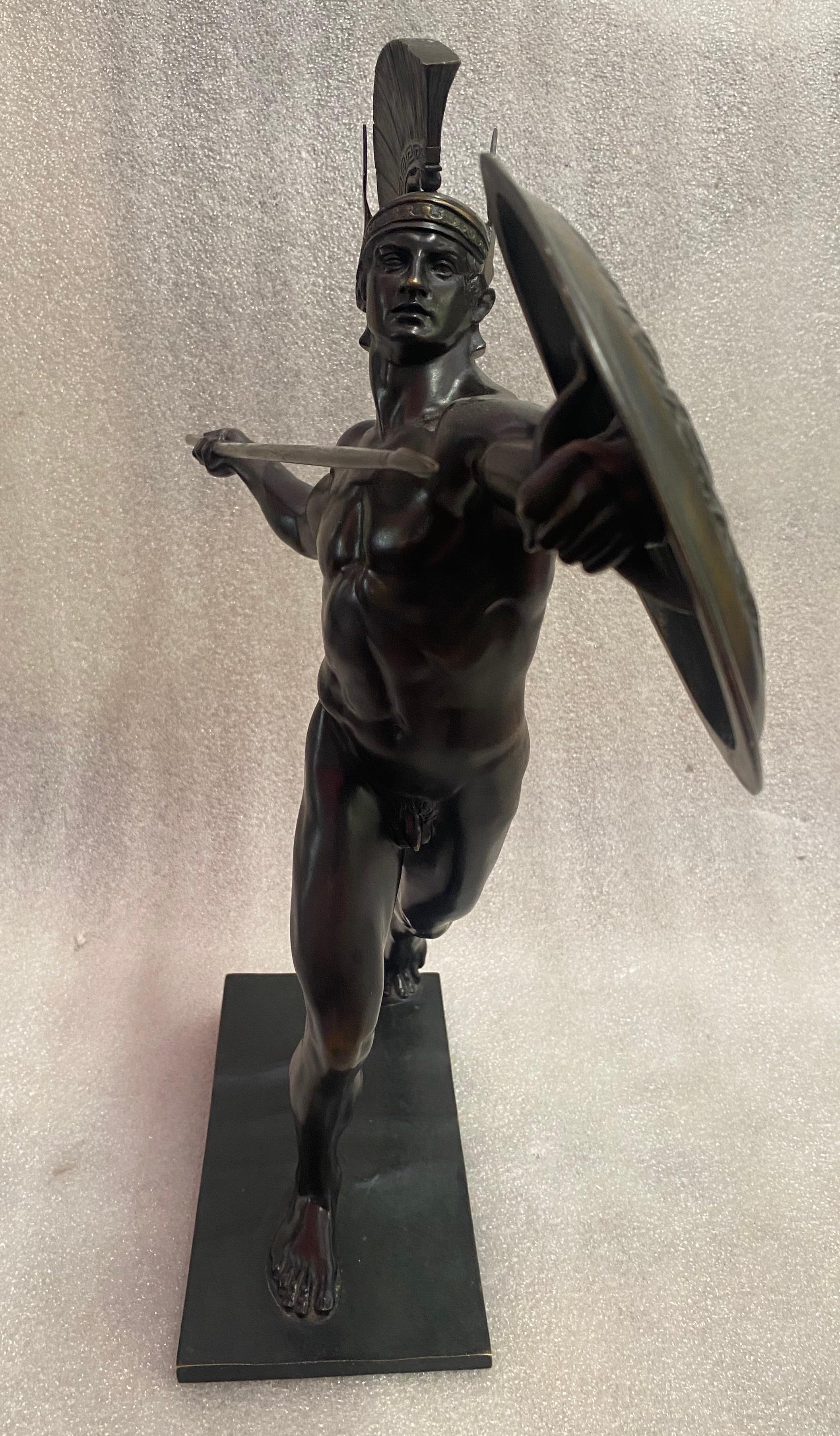 Wilhelm Wandschneider Achilles Bronze Signed H 43 Cm 3