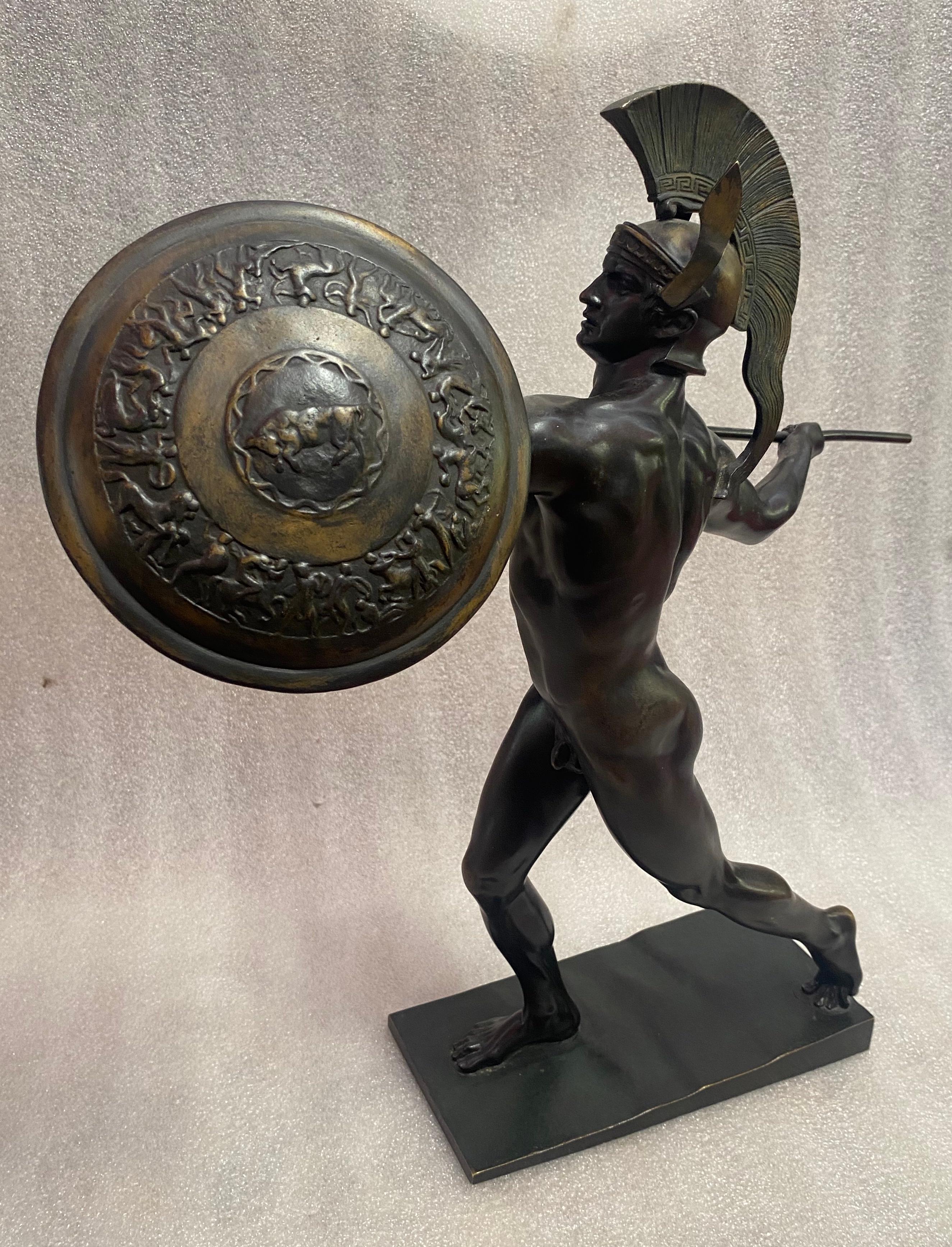 Wilhelm Wandschneider Achilles Bronze Signed H 43 Cm 8