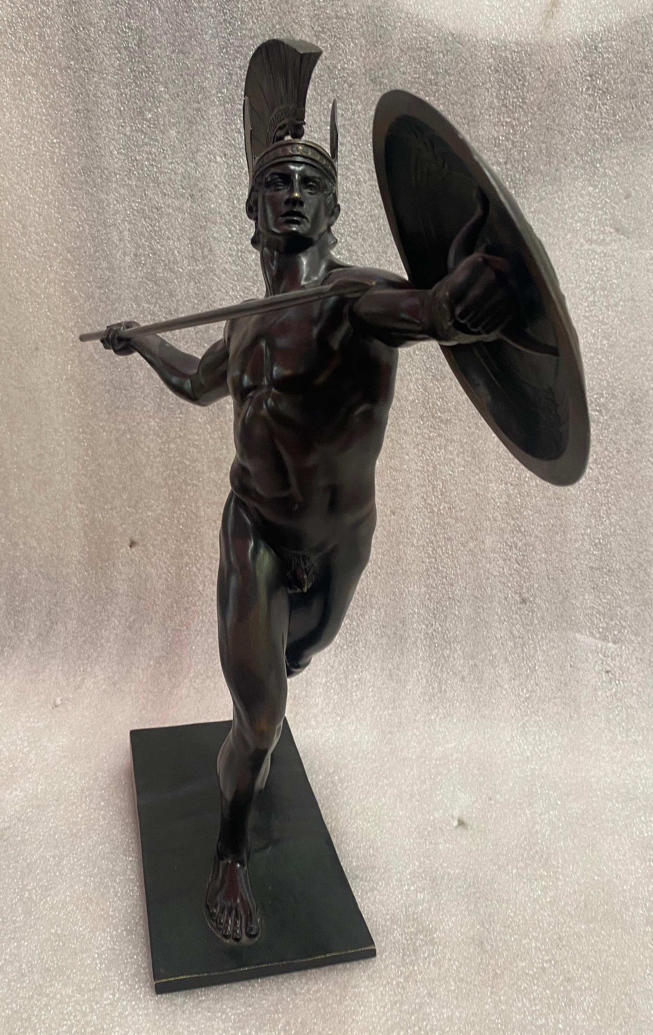 Wilhelm Wandschneider Achilles Bronze Signed H 43 Cm 9