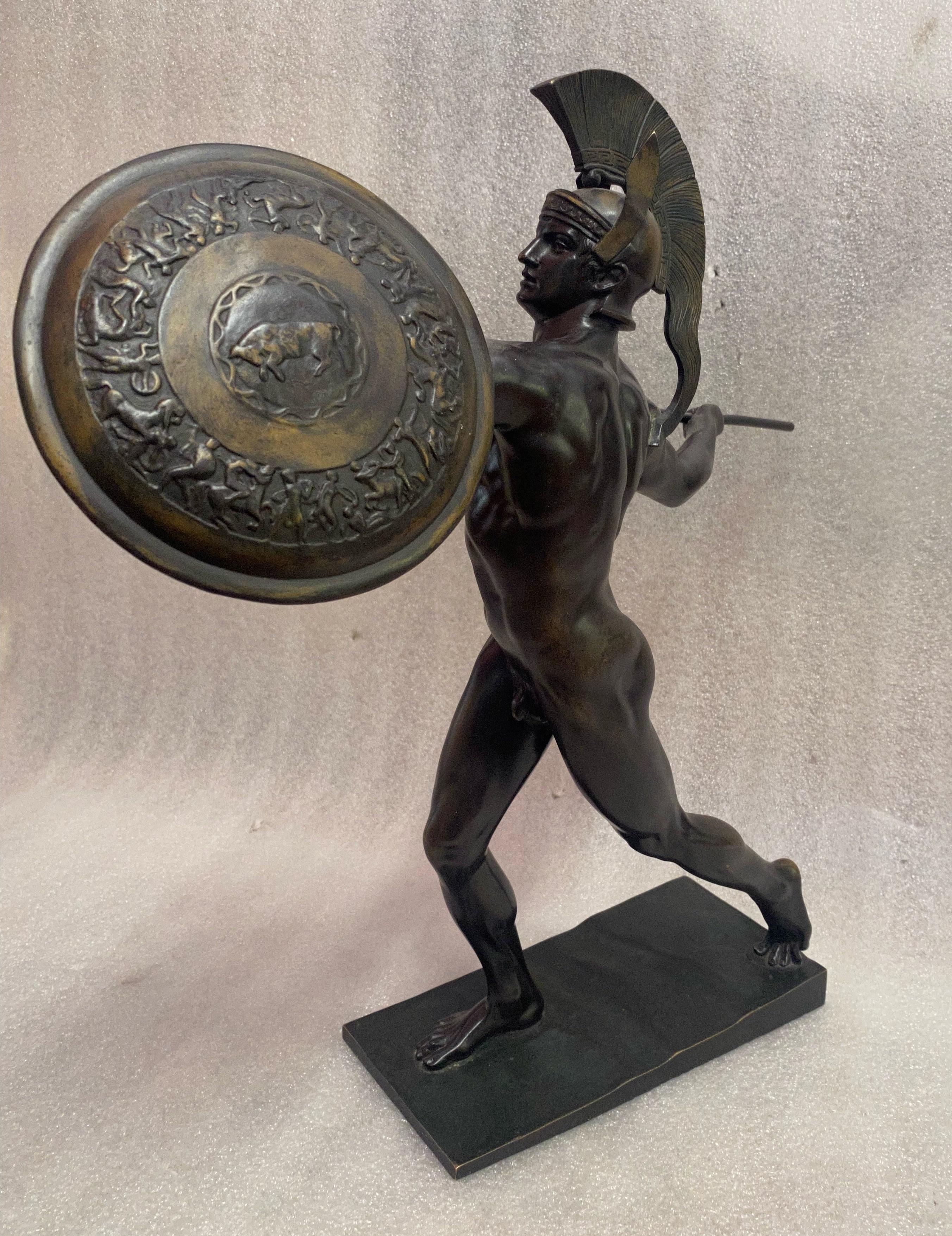 Neoclassical Wilhelm Wandschneider Achilles Bronze Signed H 43 Cm