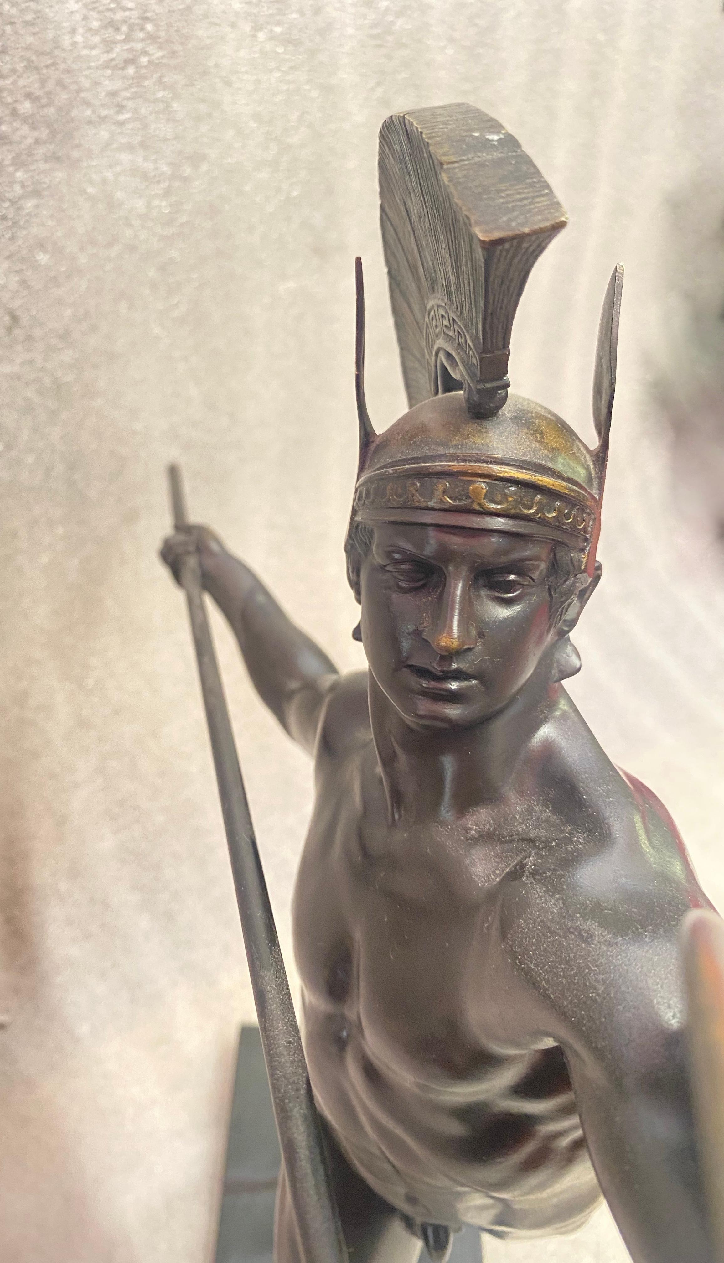 German Wilhelm Wandschneider Achilles Bronze Signed H 43 Cm