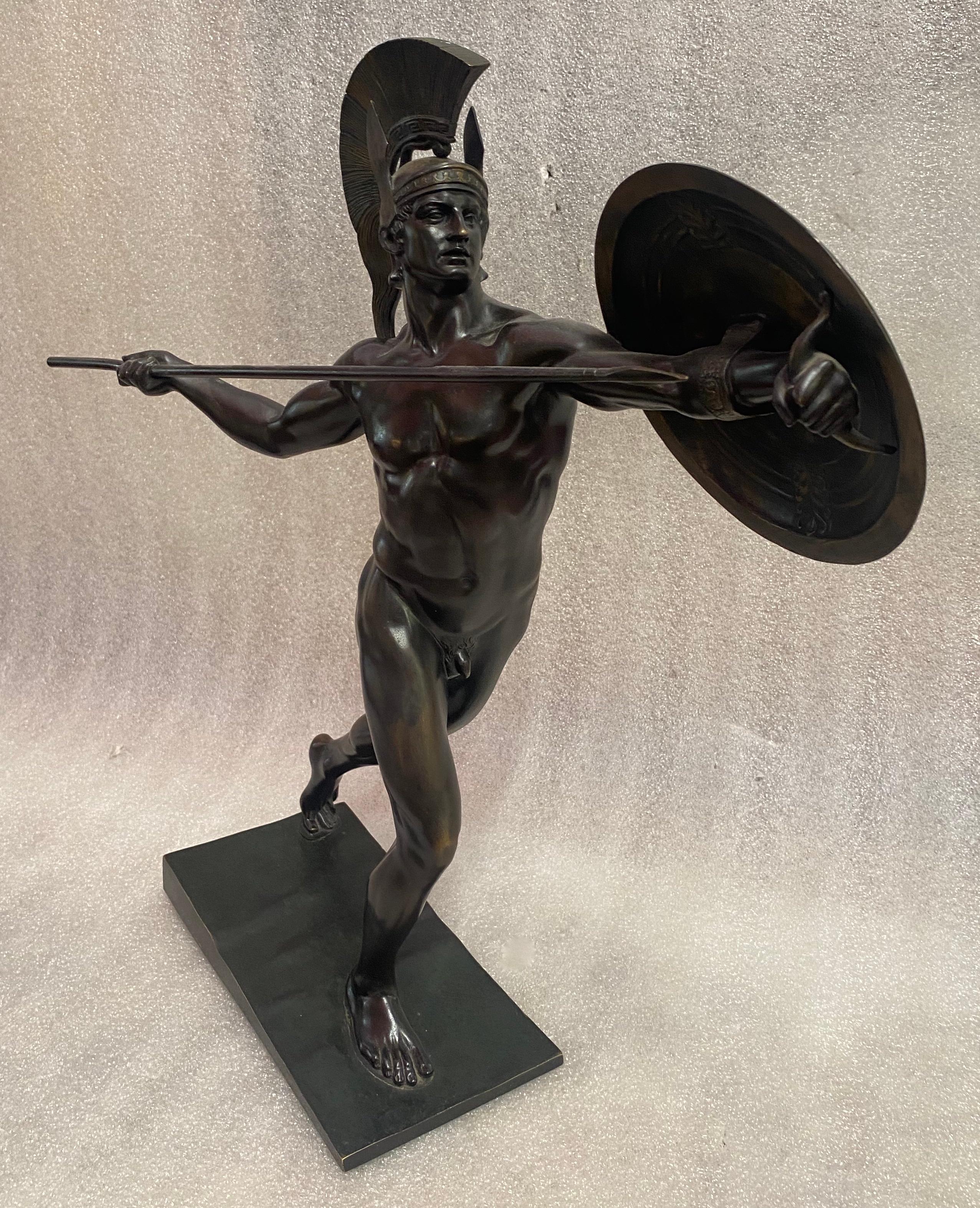 Wilhelm Wandschneider Achilles Bronze Signed H 43 Cm In Good Condition In Paris, FR