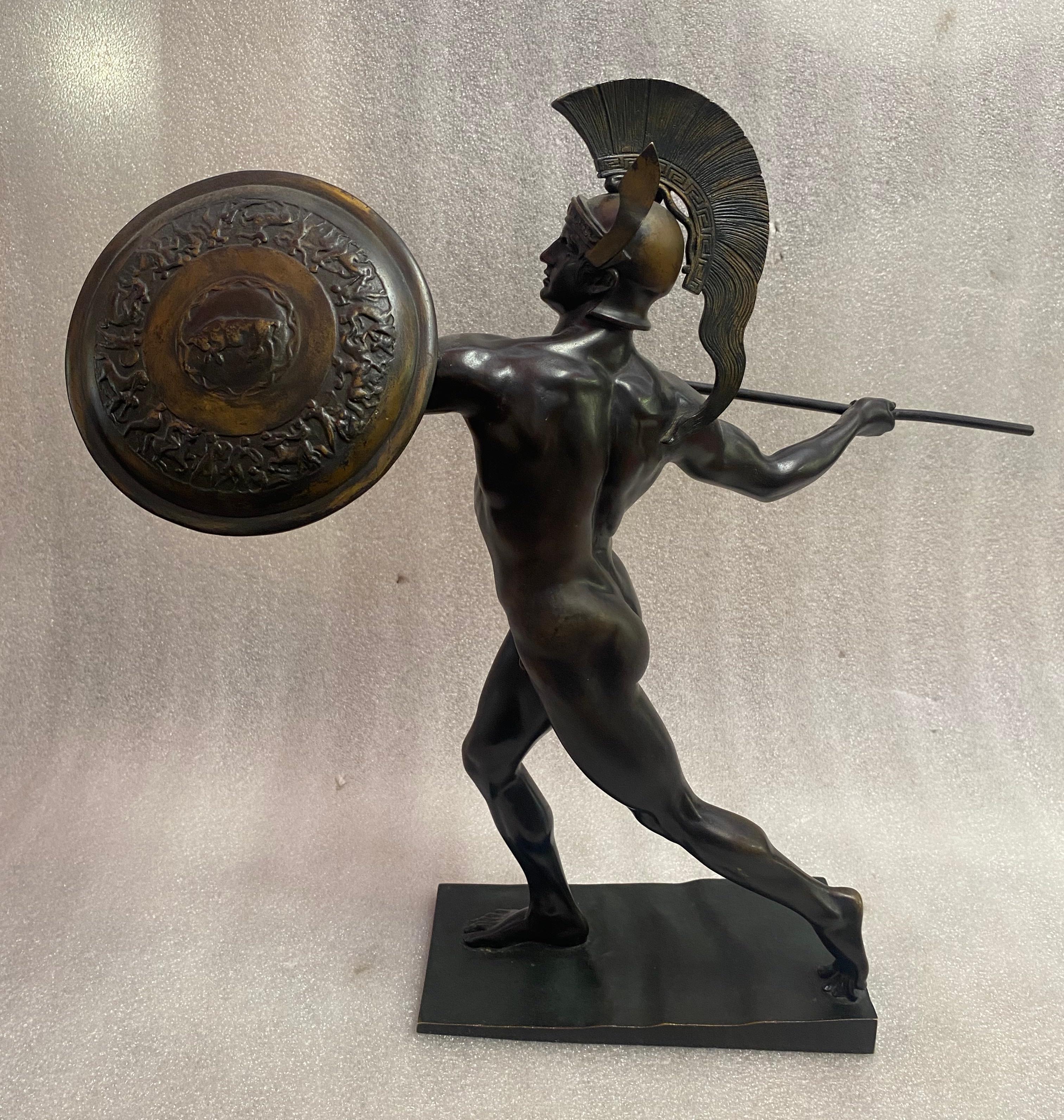 Wilhelm Wandschneider Achilles Bronze Signed H 43 Cm 2