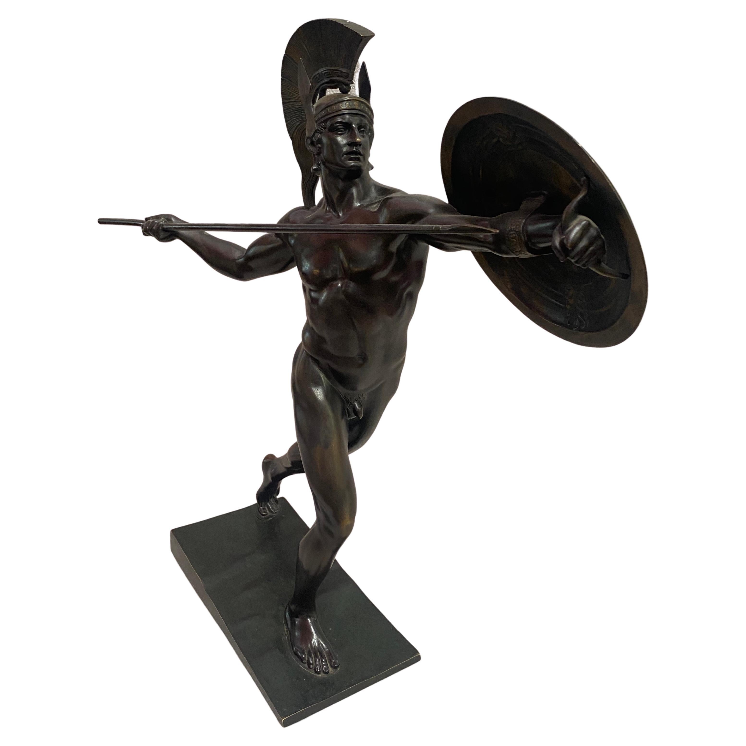 Wilhelm Wandschneider Achilles Bronze Signed H 43 Cm