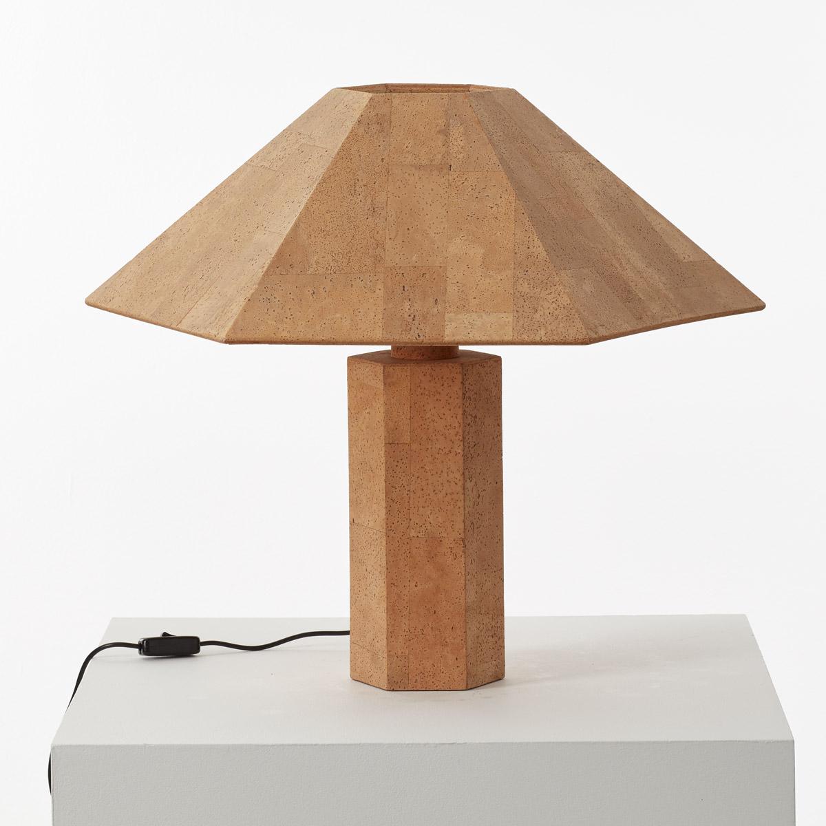 Post-Modern Wilhelm Zanoth and Ingo Maurer Hexagonal Cork Desk Lamp, Design M, 1974
