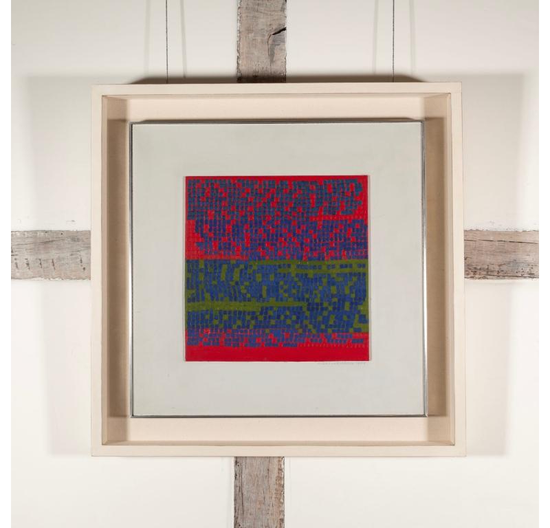 L.P. IV (Blu su Rosso + Verde), Pittura a olio e cristalli su tavola, 1968 - Painting di Wilhelmina Barns-Graham