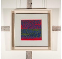 L.P. IV (Blue on Red + Green), Oil & Cryla on Board Painting, 1968