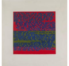 L.P. IV (Blue on Red + Green), Oil & Cryla on Board Painting, 1968