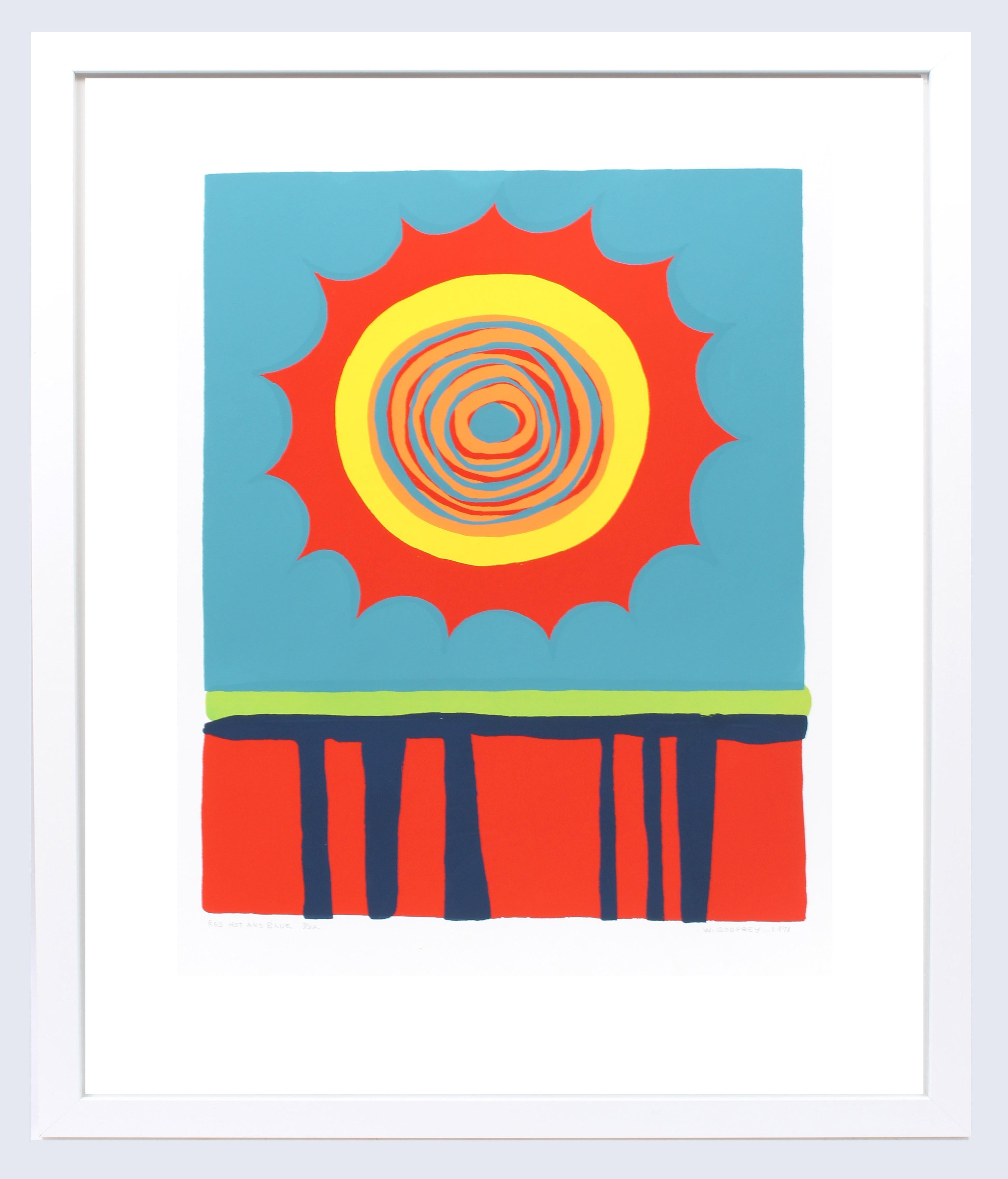 Wilhelmina McAlpin Godfrey Abstract Print - Limited Edition Print by Wilhelmina Godfrey "Red, Hot, and Blue" 1971