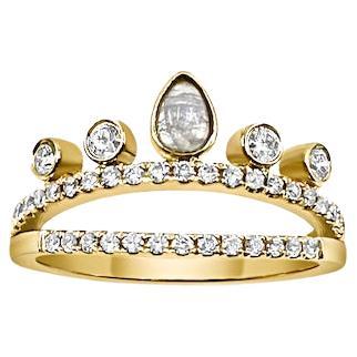 Wilhelmina’s Crown - Diamond, Opal and 14k Gold Ring For Sale