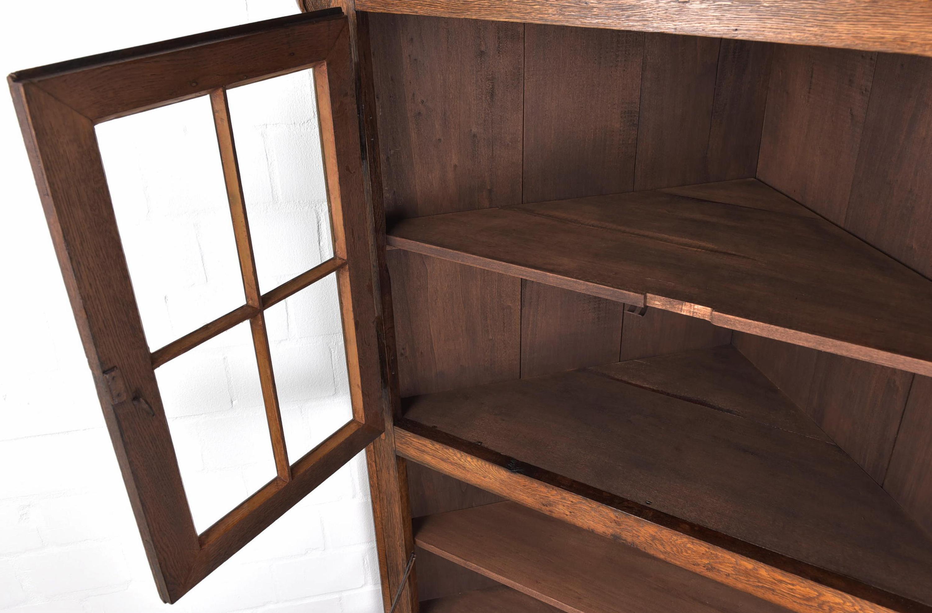 Patinated Wilhelminian Period Corner Cupboard / Display Cabinet Secretary in Oak, 1870 For Sale