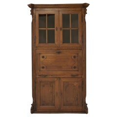 Eckschrank/Vitrinenschrank/Sekretär aus Eiche aus der Wilhelmini-Periode, 1870