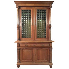 Antique Wilhelminian Style Cupboard with Small Green Glass, circa 1880