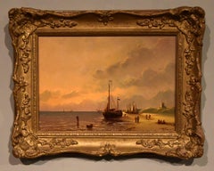 Pittura a olio di Wilhelmus Antonie Van Der Salm "La calma della costa".