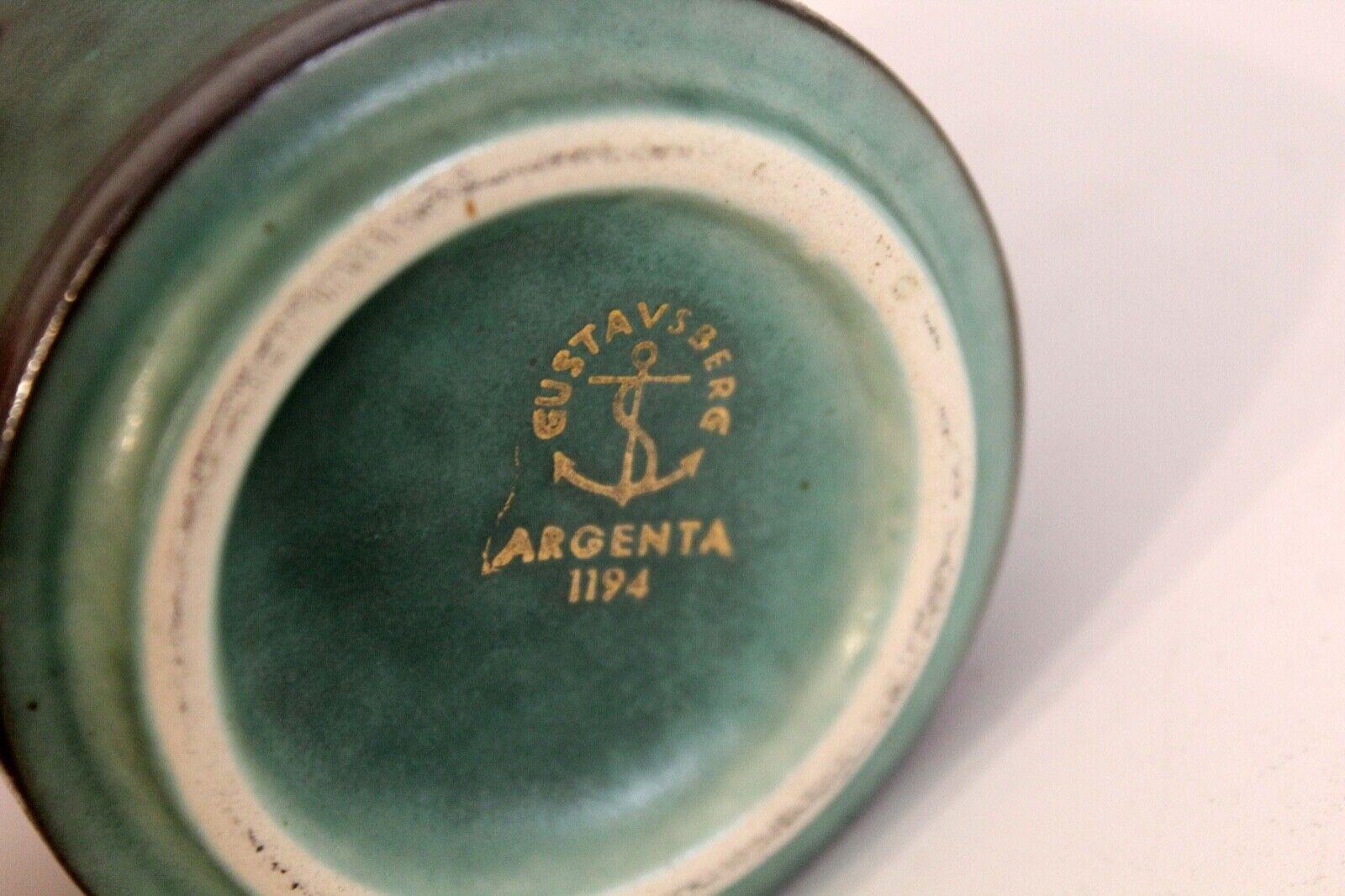 Wilhem Kage for Gustavsberg Art Deco Emerald Green Silver Inlay 6 Piece Pottery 8