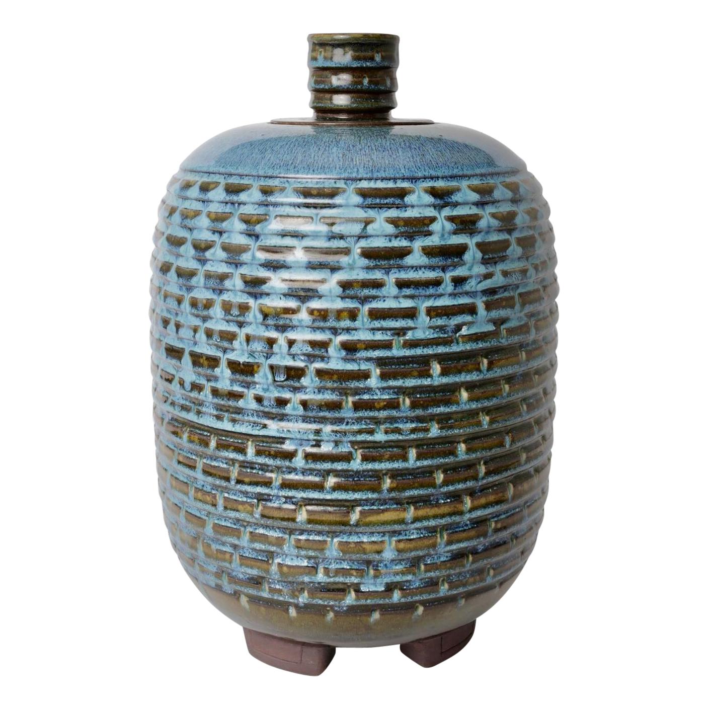 Wilhem Kage for Gustavsberg Large Swedish Farsta Stoneware Urn, 1950 For Sale