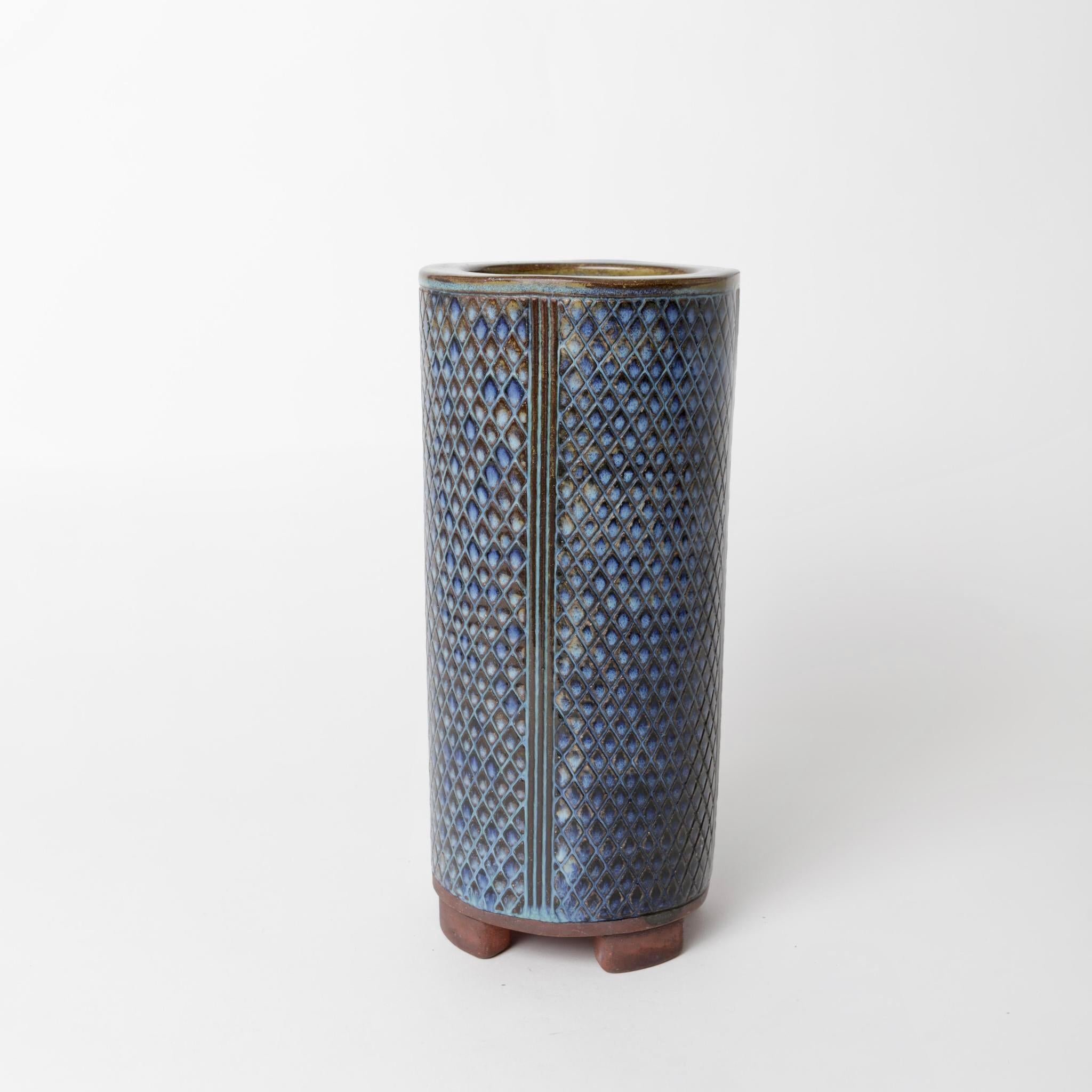 Scandinavian Modern Wilhem Kage for Gustavsberg Large Swedish Farsta Stoneware Vase, 1950 For Sale