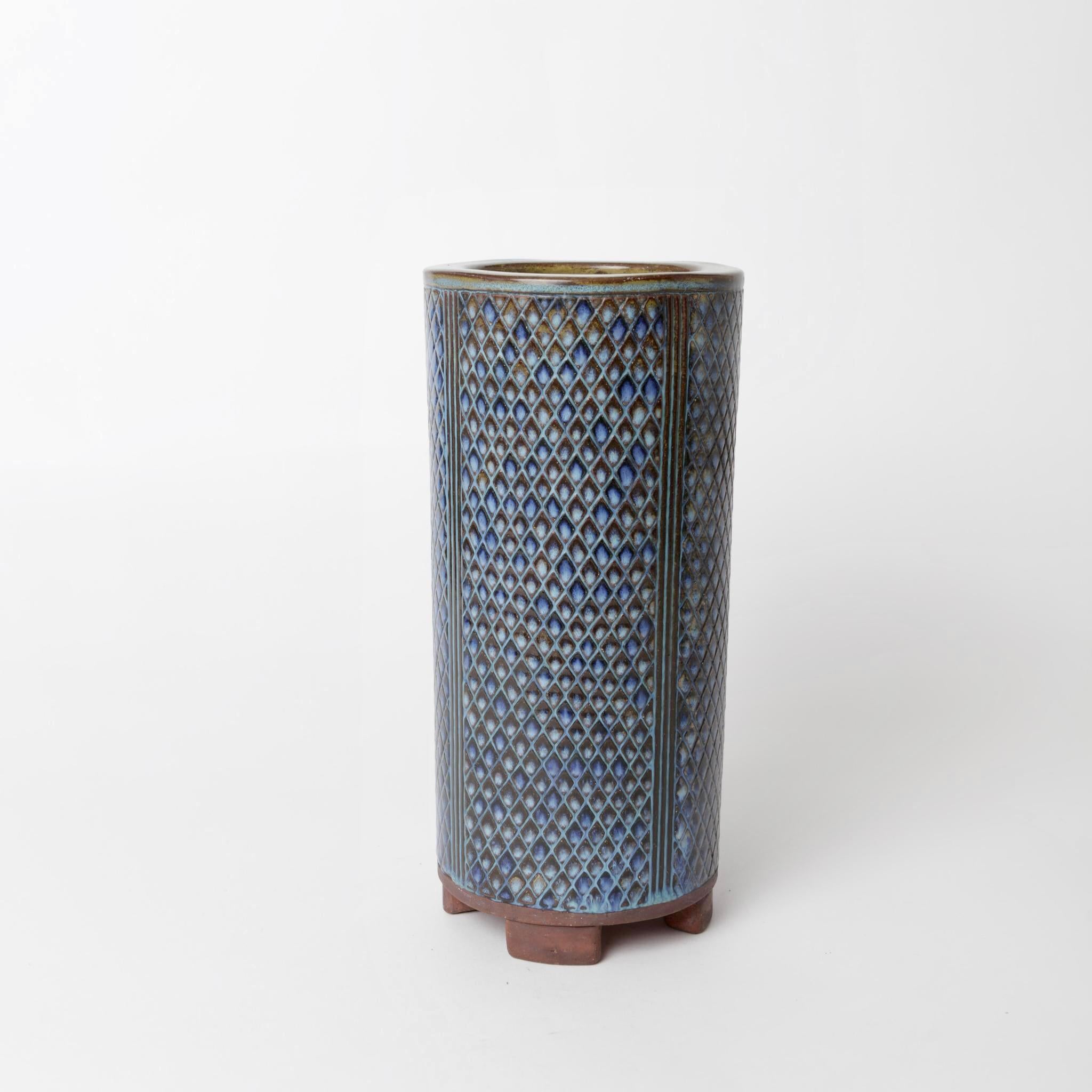 Glazed Wilhem Kage for Gustavsberg Large Swedish Farsta Stoneware Vase, 1950 For Sale