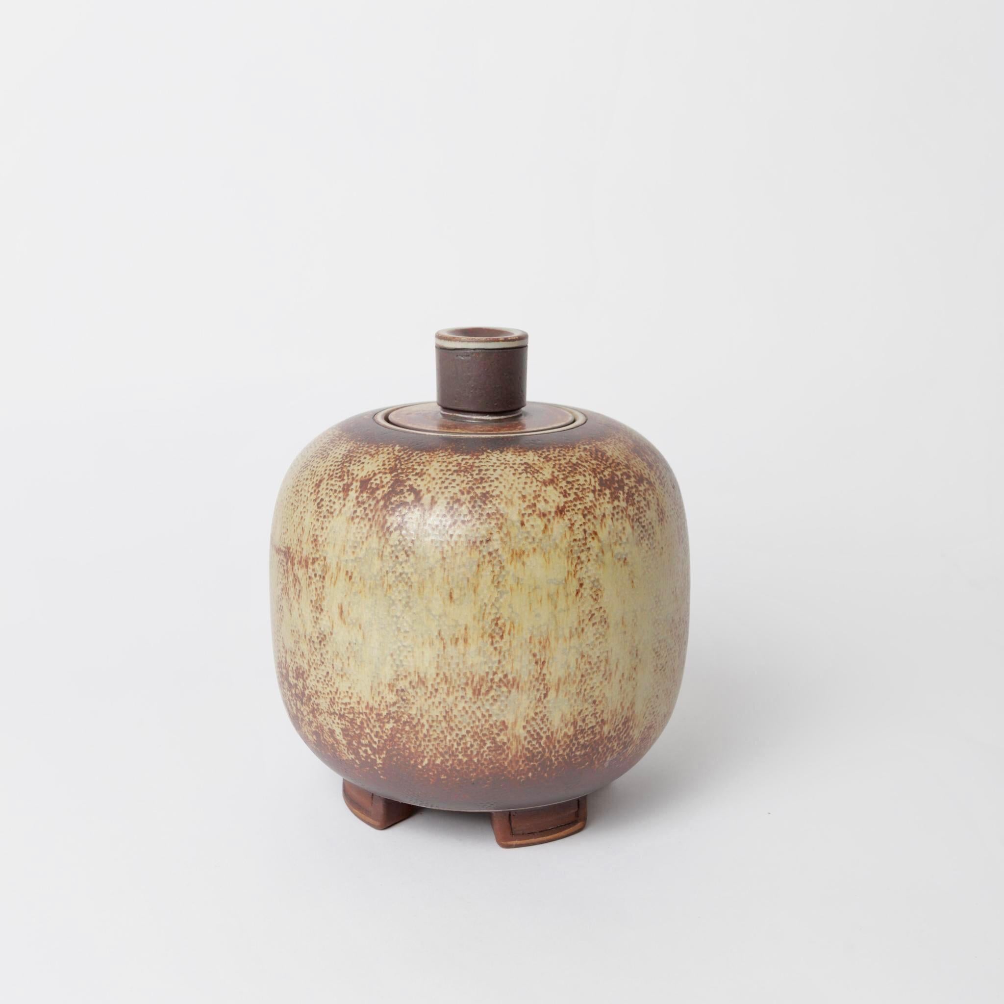 Glazed Wilhem Kage for Gustavsberg Swedish Farsta Stoneware Urn, 1950 For Sale