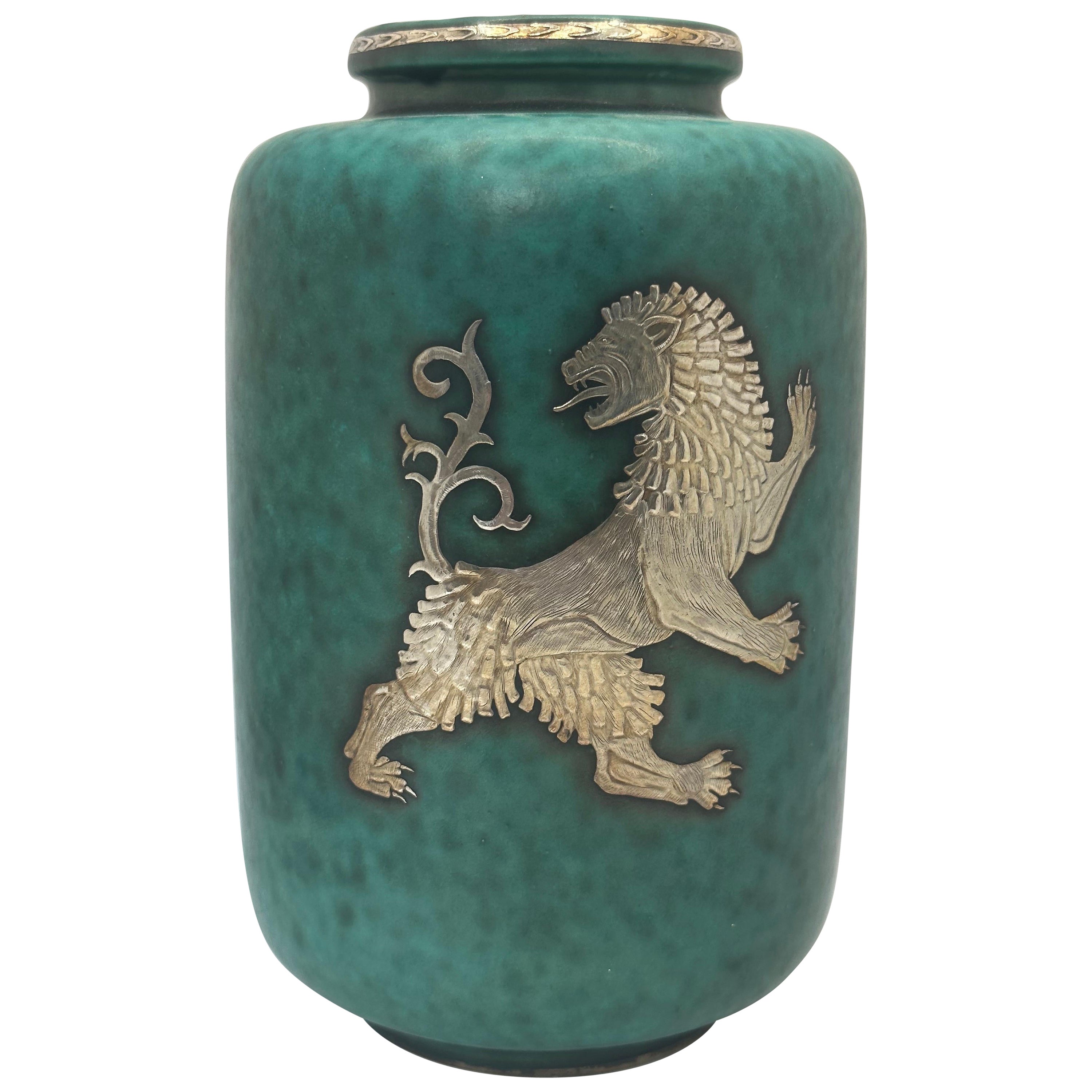Vase Argenta de Wilhem Kage pour Gustavsberg, Suède, 1950, signé