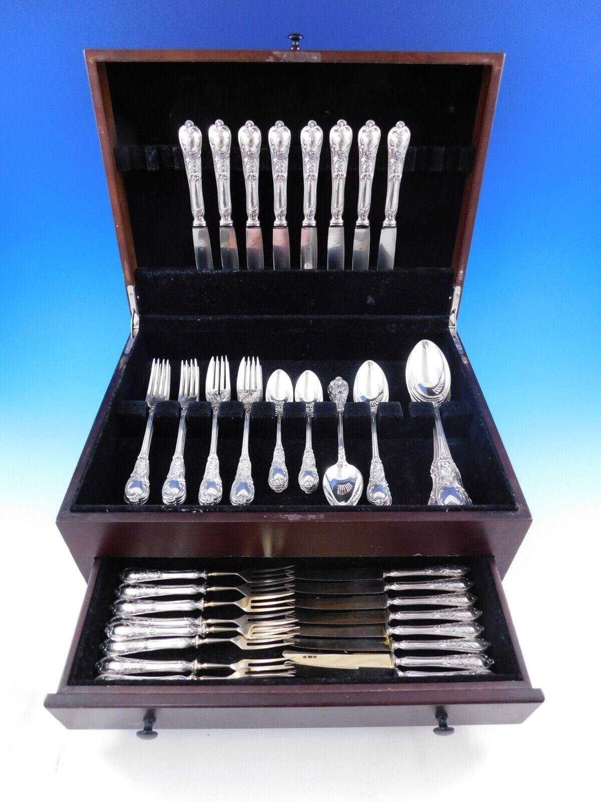 Wilkens German 800 Silver Flatware set with ornate rococo design - 57 pieces. This set includes:

8 Knives, 8 3/8