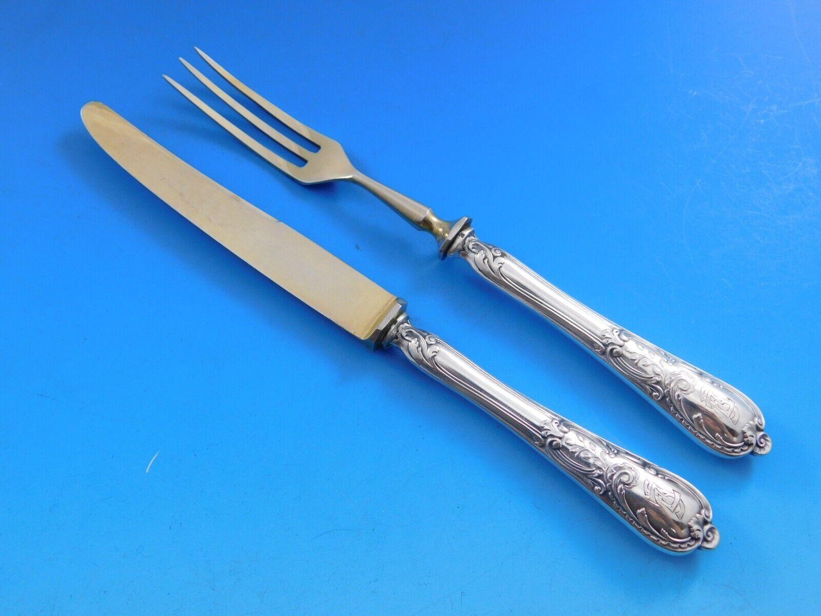 Wilkens German 800 Silver Flatware Set Service 57 pieces Ornate Rococo For Sale 4