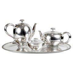Antique Wilkens silver art deco coffee and tea set