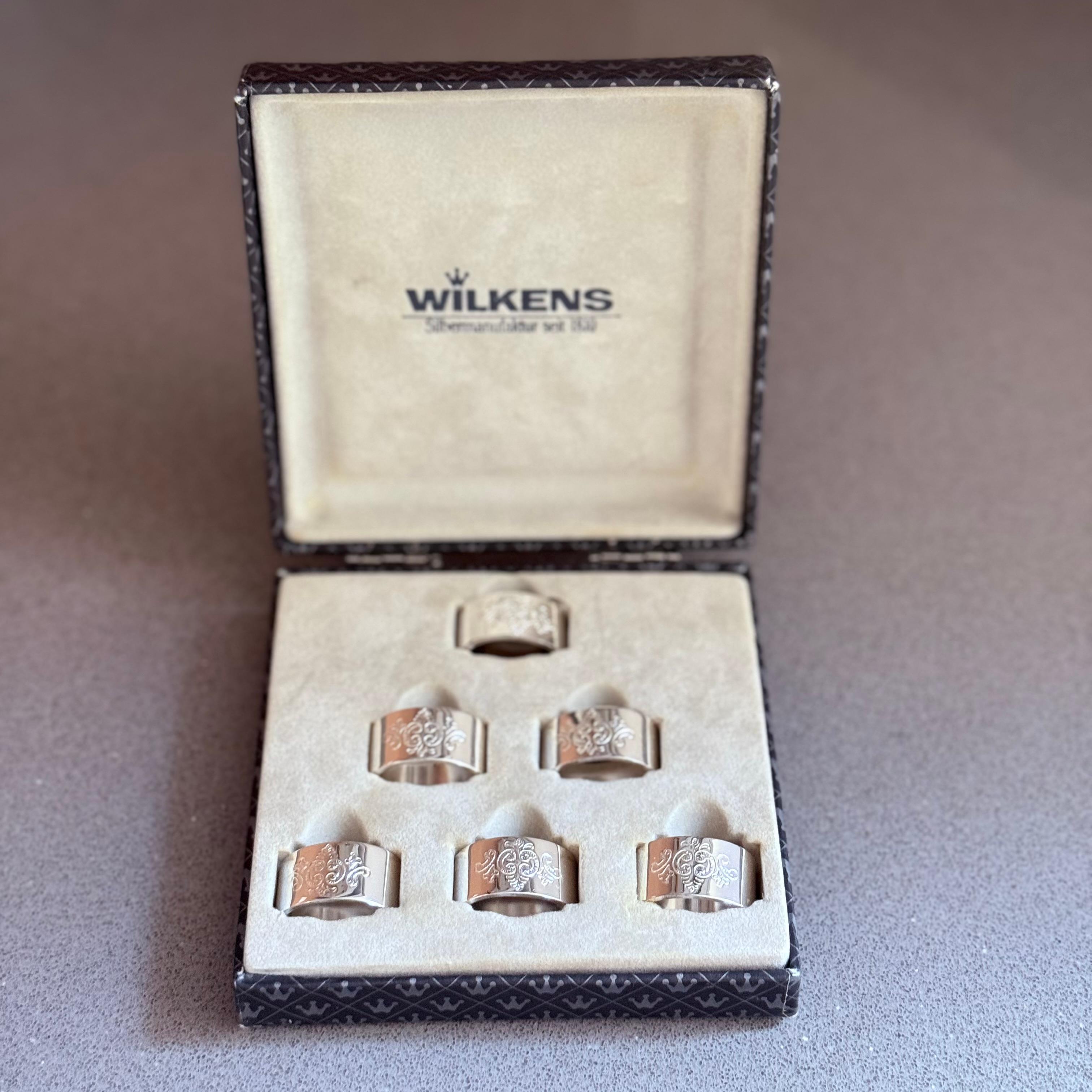 Wilkens Set di portatovaglioli placcati in argento, Ostfriesen Desig Set di sei in scatola Germania in vendita 1