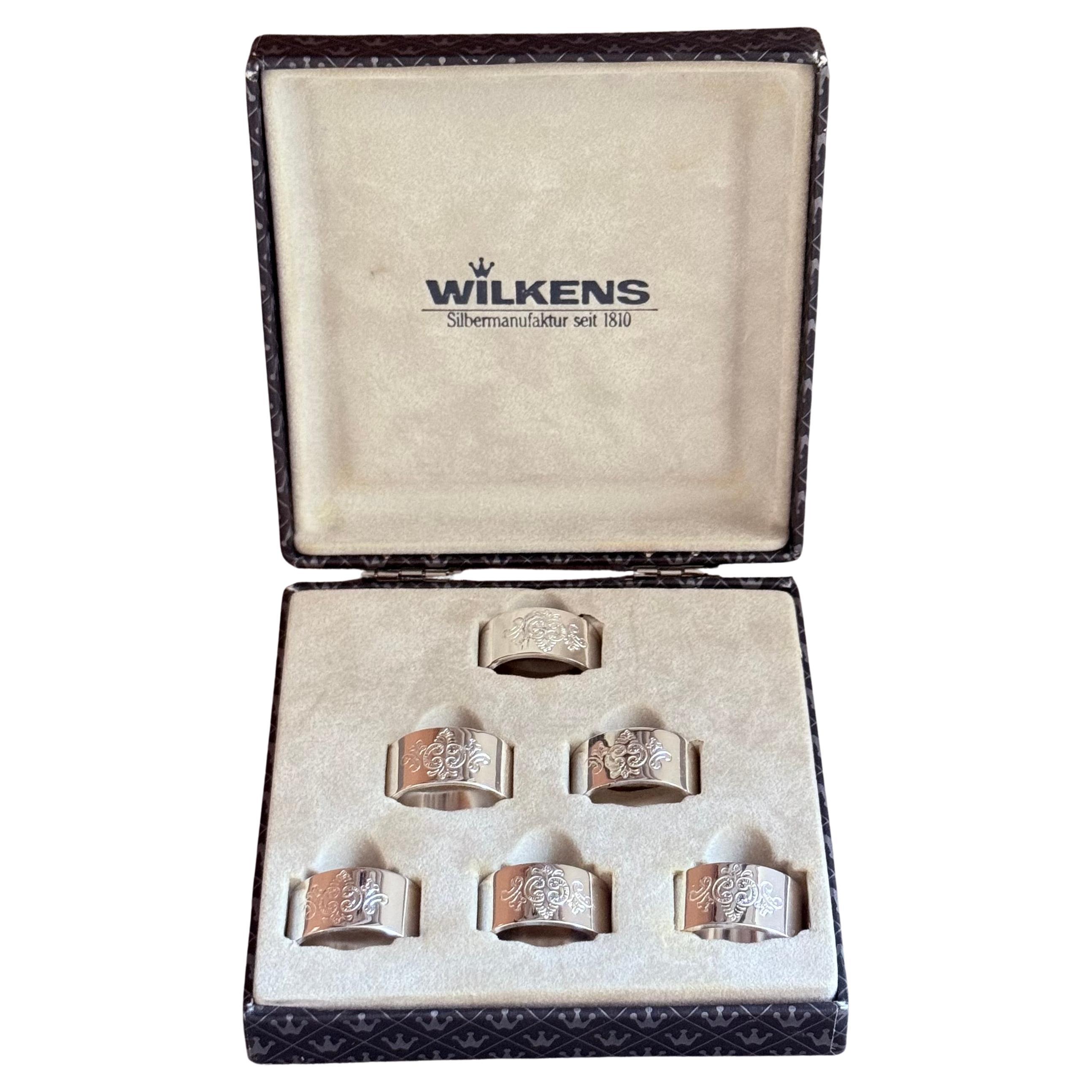 Wilkens Set di portatovaglioli placcati in argento, Ostfriesen Desig Set di sei in scatola Germania in vendita