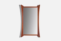 Retro Wilkensons Ramfabrik, Wall Mirror, Solid Teak, Mirror Glass, Sweden, 1950s