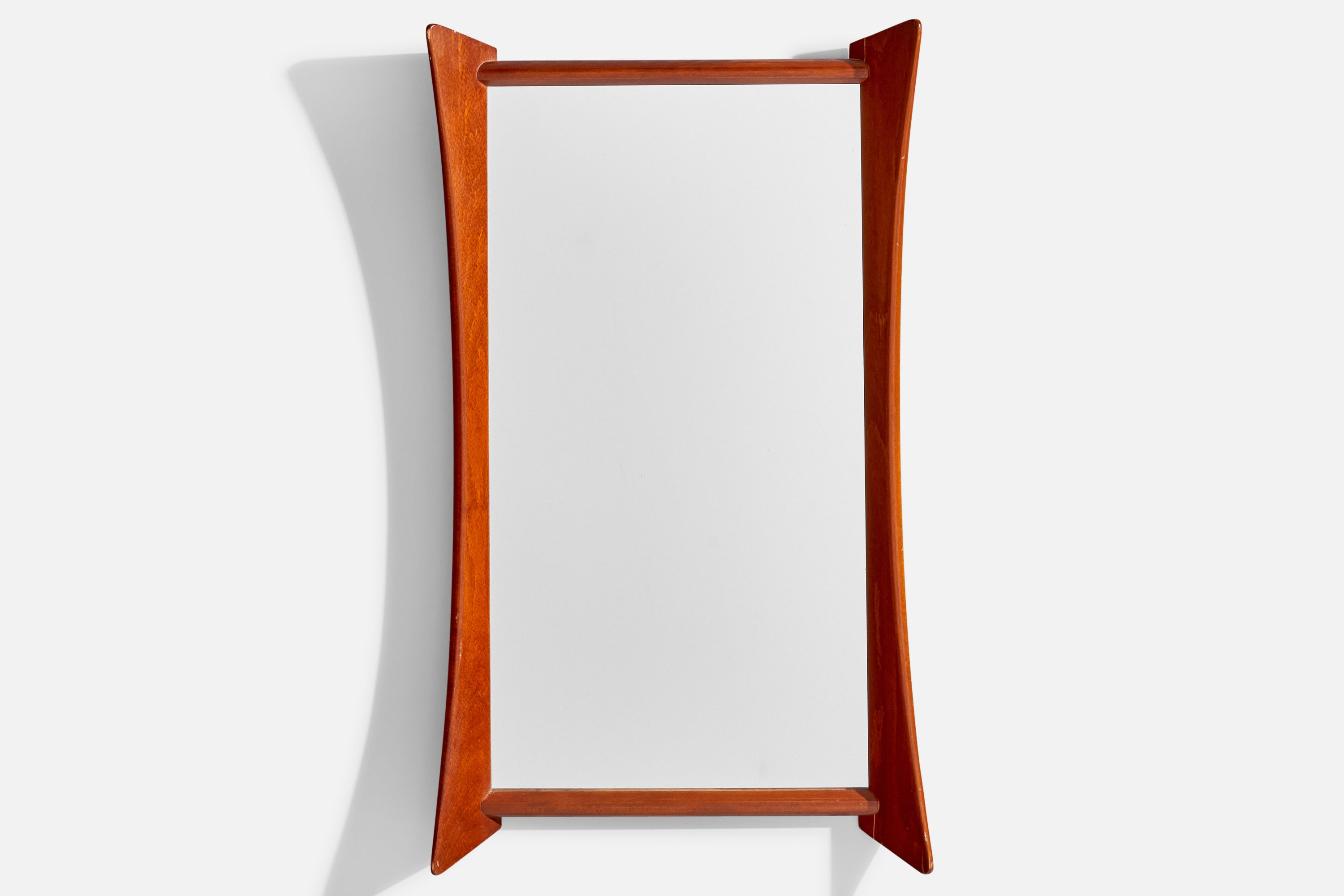 Wilkensons Ramfabrik, Wall Mirror, Solid Teak, Mirror Glass, Sweden, 1950s