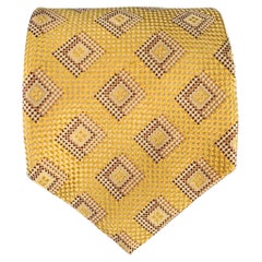 WILKES BASHFORD Brown Mustard Diamond Jacquard Silk Tie