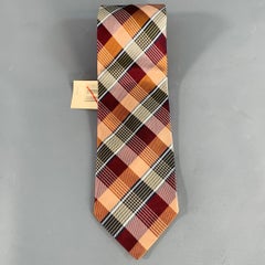 WILKES BASHFORD Seidenkrawatte Burgund Orange Kariert