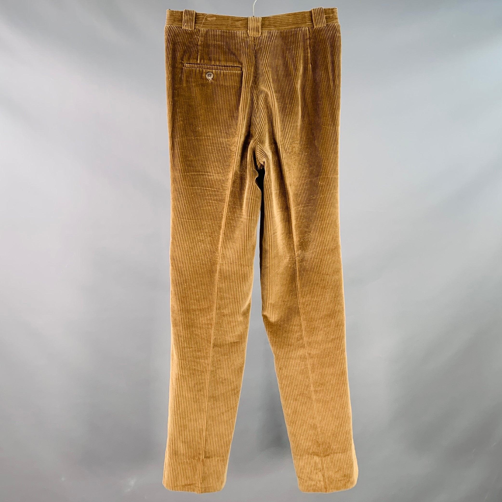 Marron Wilkes Bashford Taille 28 Pantalon décontracté en velours côtelé marron tan en vente