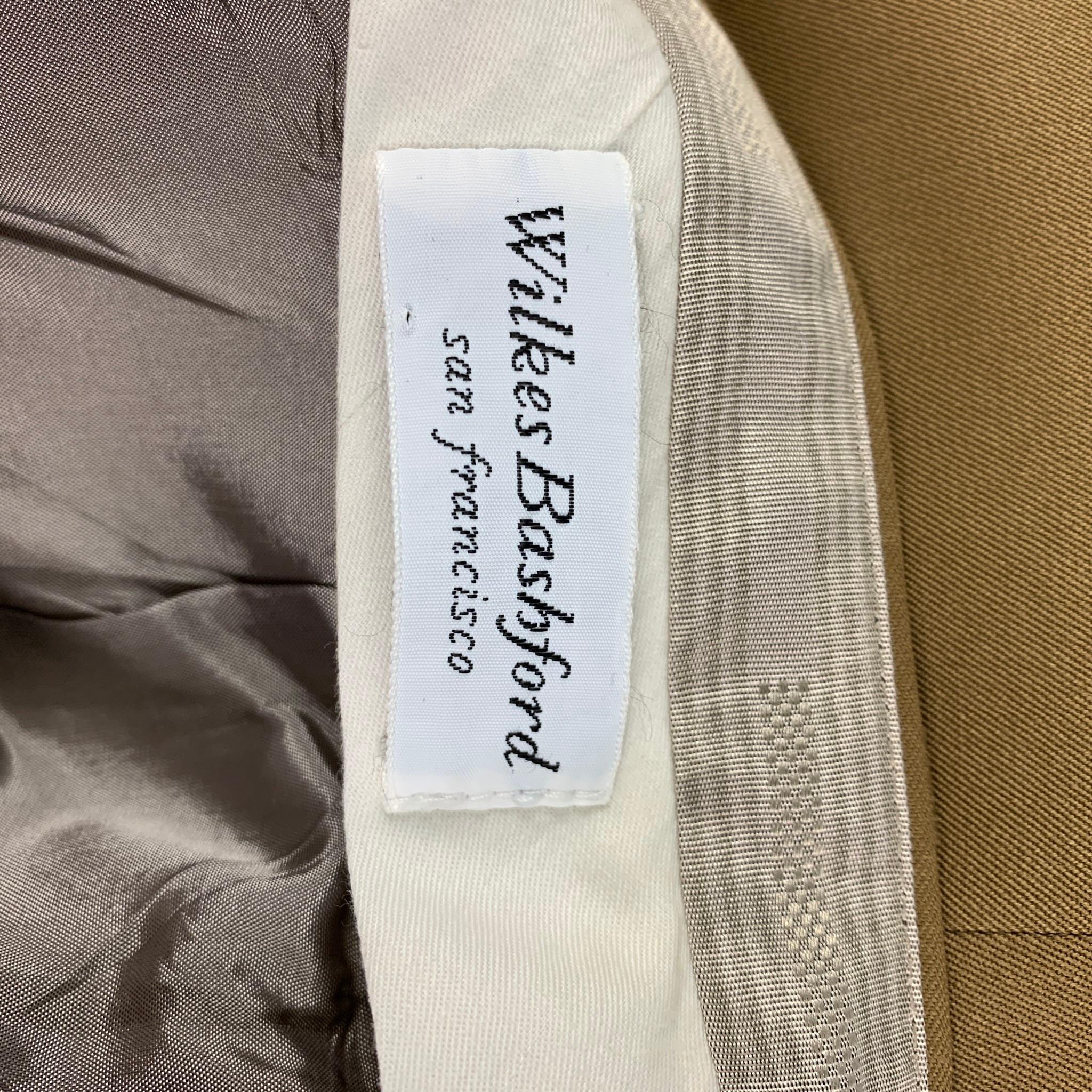 WILKES BASHFORD Size 31 Khaki Wool Pleated Dress Pants In Good Condition In San Francisco, CA