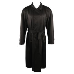 WILKES BASHFORD tailored by BRIONI US 48 Black Solid Silk Long Trench Coat
