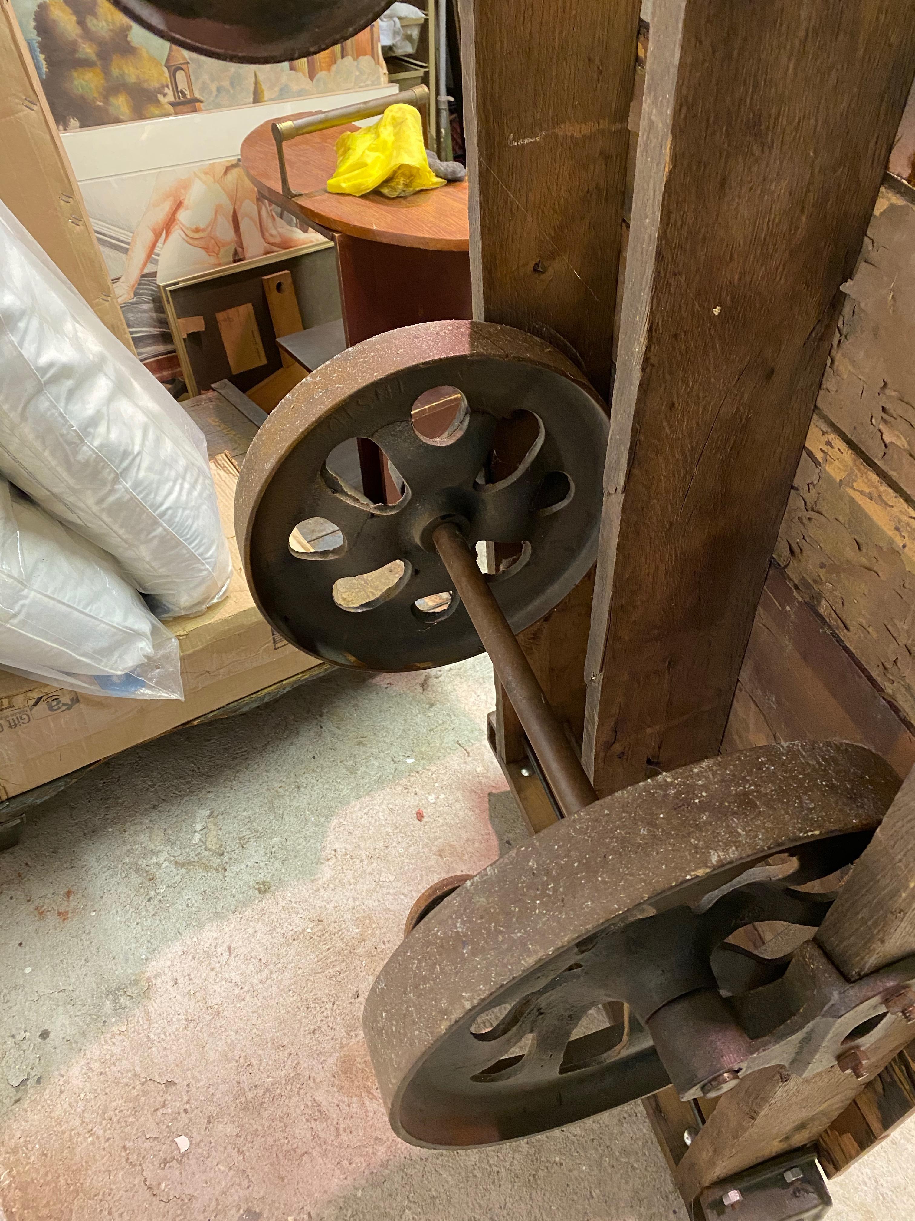 Wilkesboro North Carolina Industrial Iron and Wood Mill Rolling Cart 7